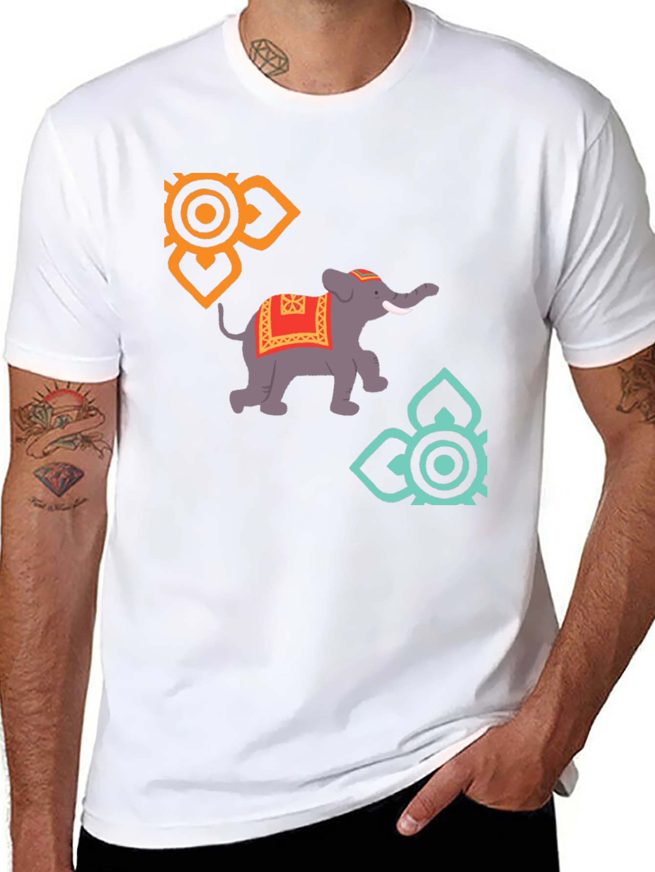 Elephant Graphic T-Shirt - Stylish Mens Black Tee