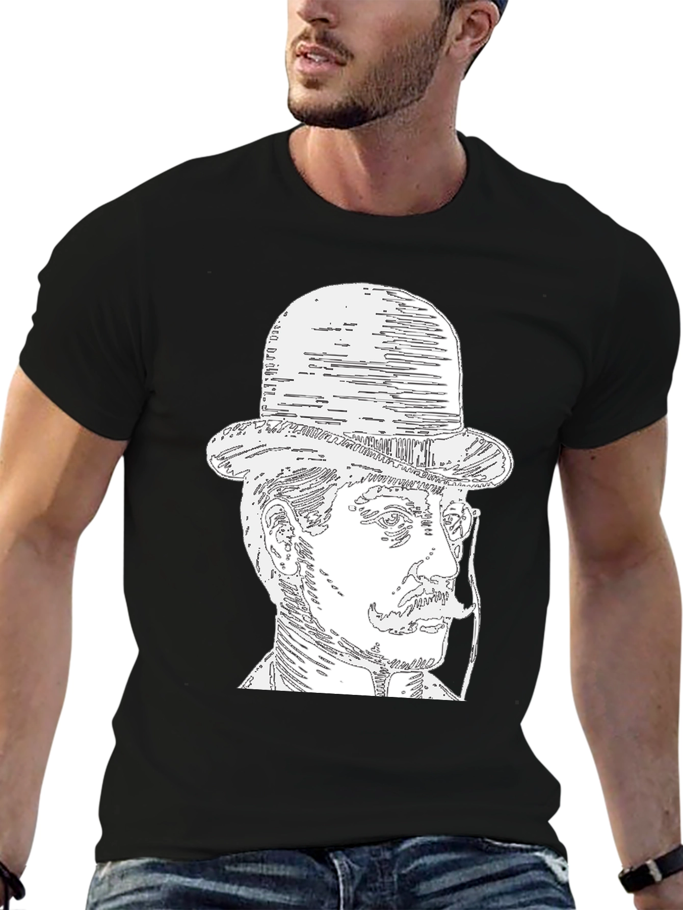 Gentleman Portrait T-Shirt - Black Tee