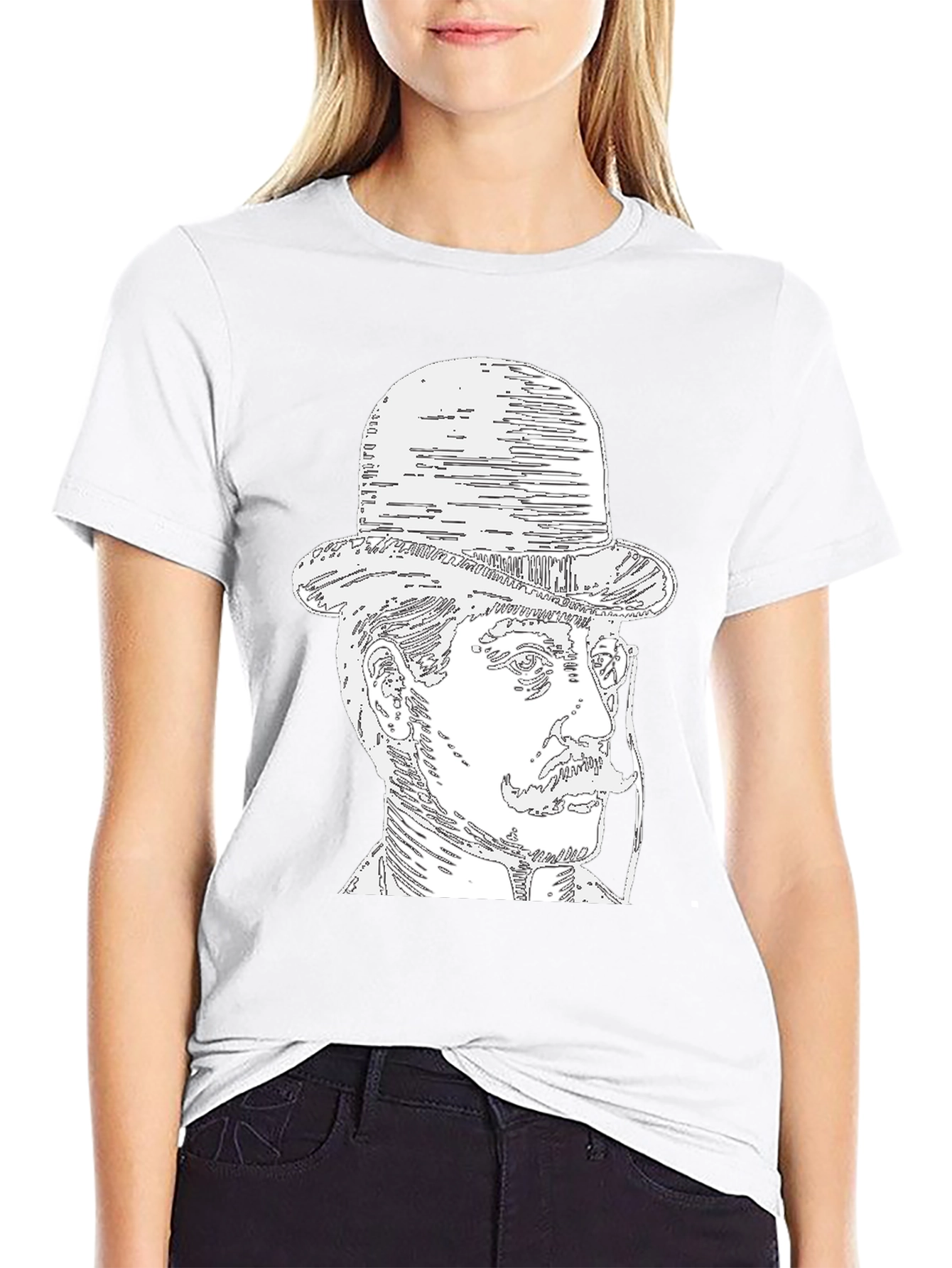 Gentleman Portrait T-Shirt - Black Tee