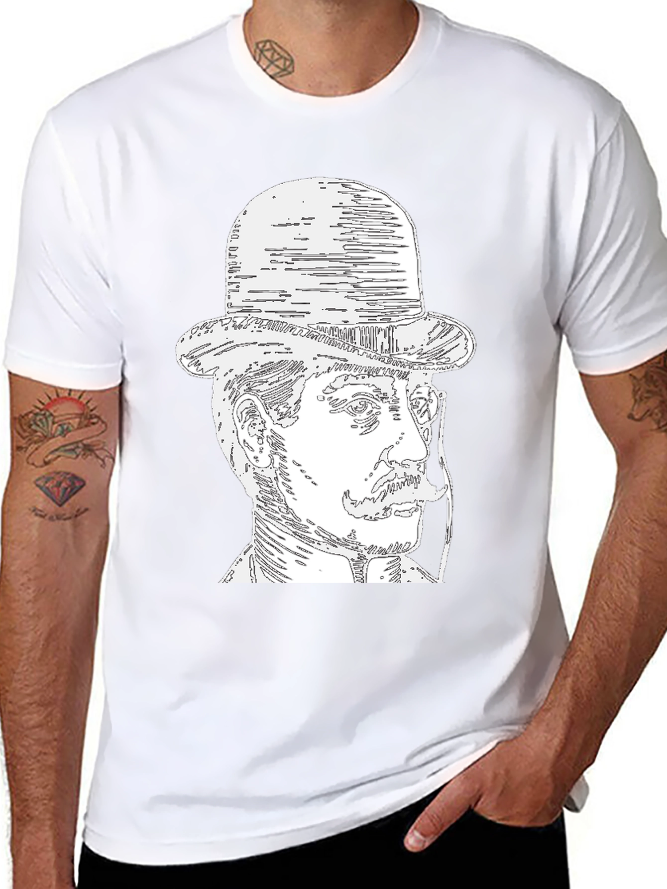 Gentleman Portrait T-Shirt - Black Tee