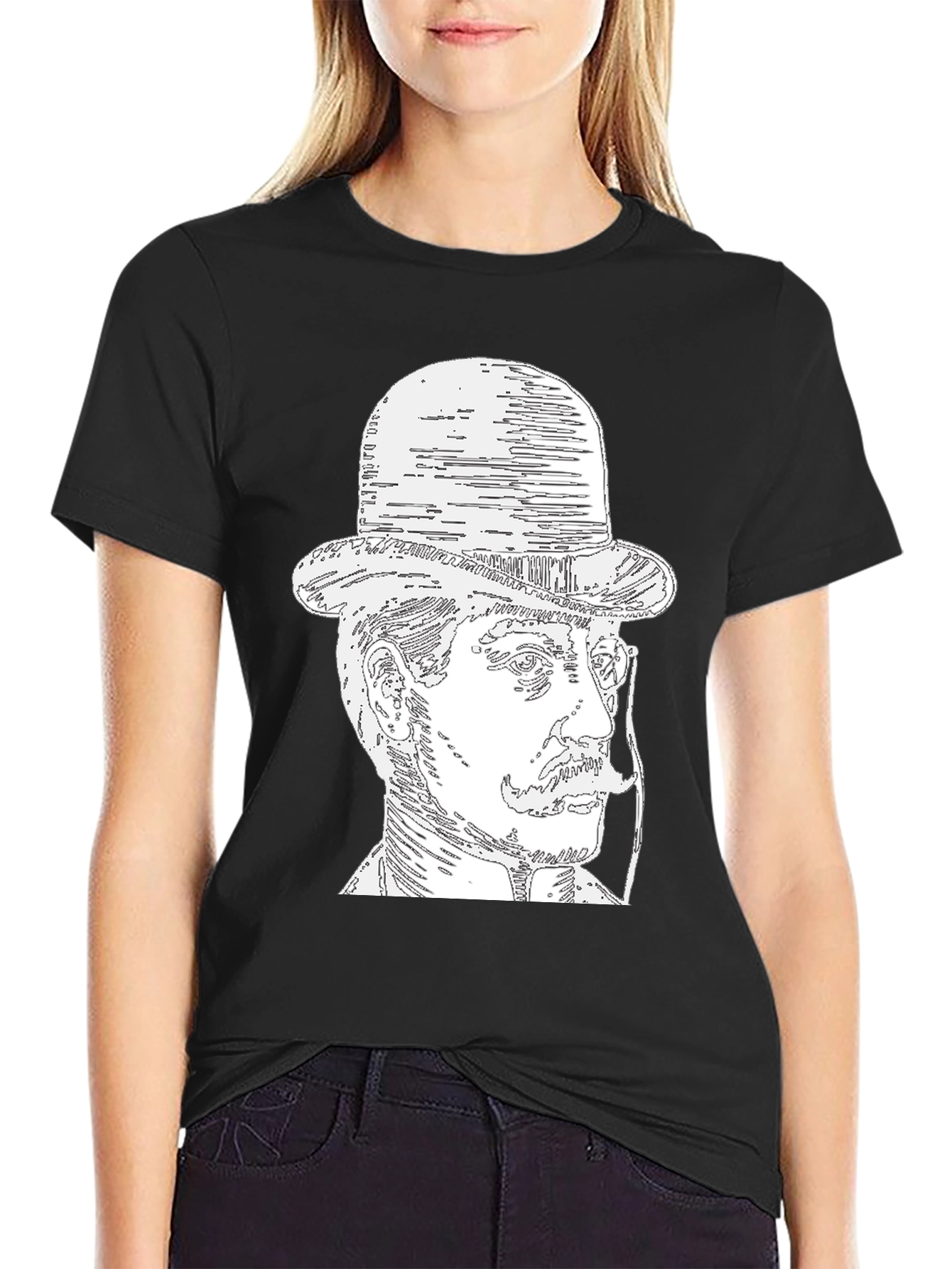 Gentleman Portrait T-Shirt - Black Tee