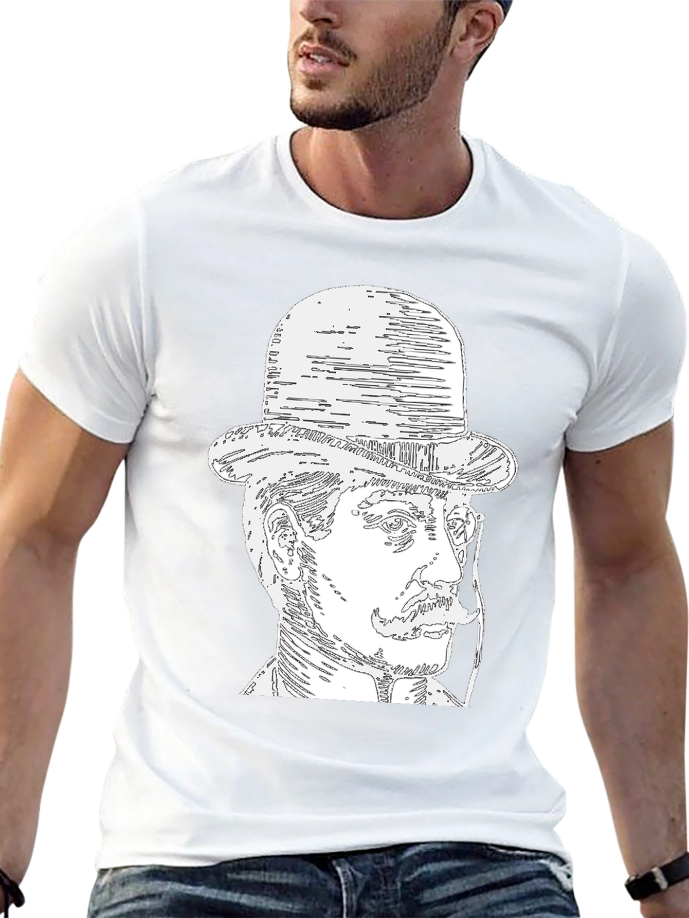 Gentleman Portrait T-Shirt - Black Tee