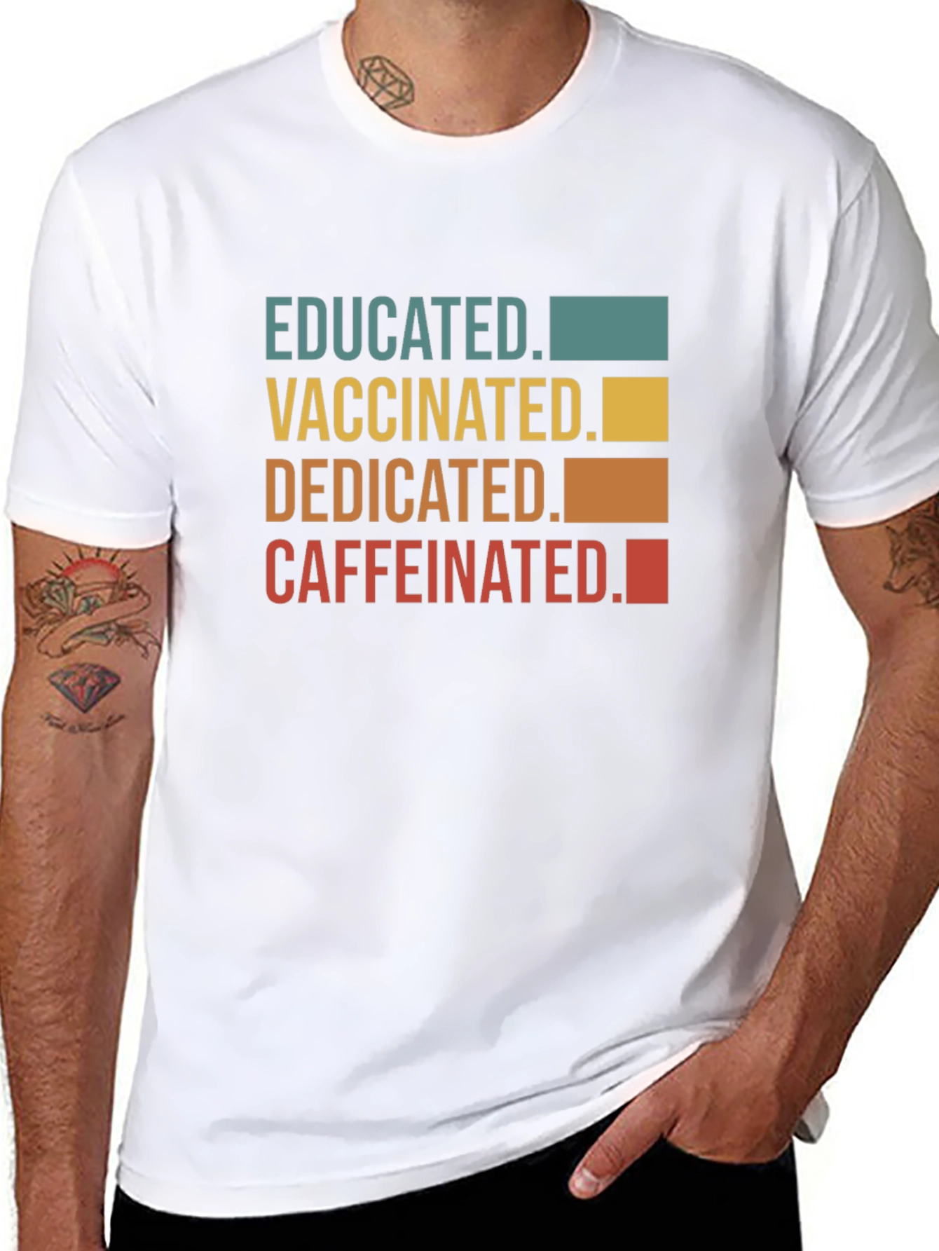 Educated Vaccinated Dedicated Caffeinated T-Shirt
