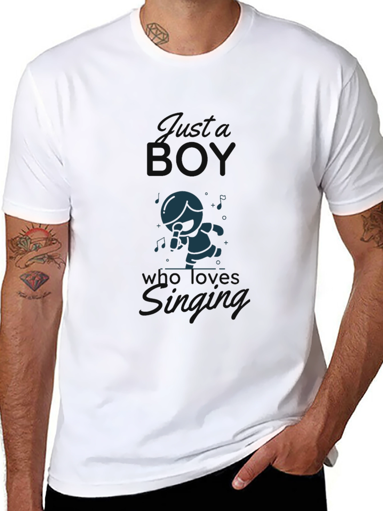 Just a Boy Who Loves Singing T-Shirt - Black