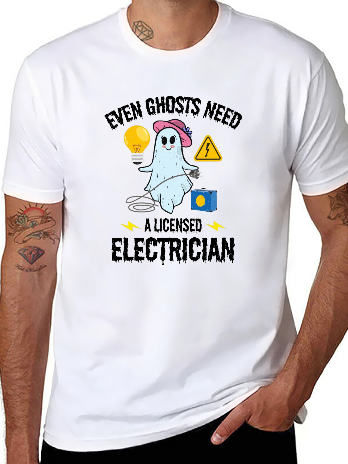 Even Ghosts Need Electrician T-Shirt - Funny Halloween