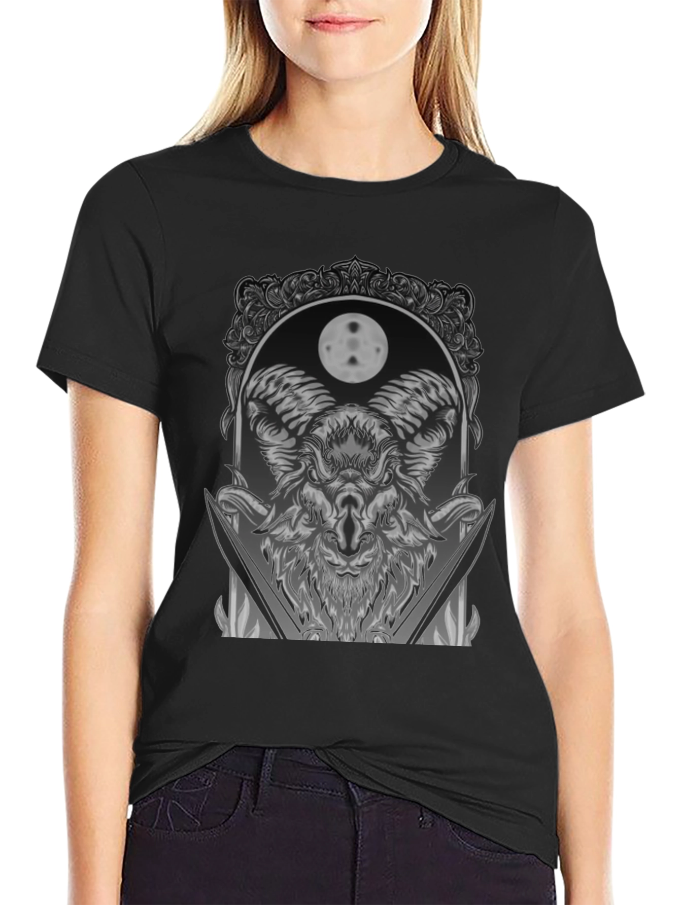 Ram Moon Graphic Tee - Unique Dark Style