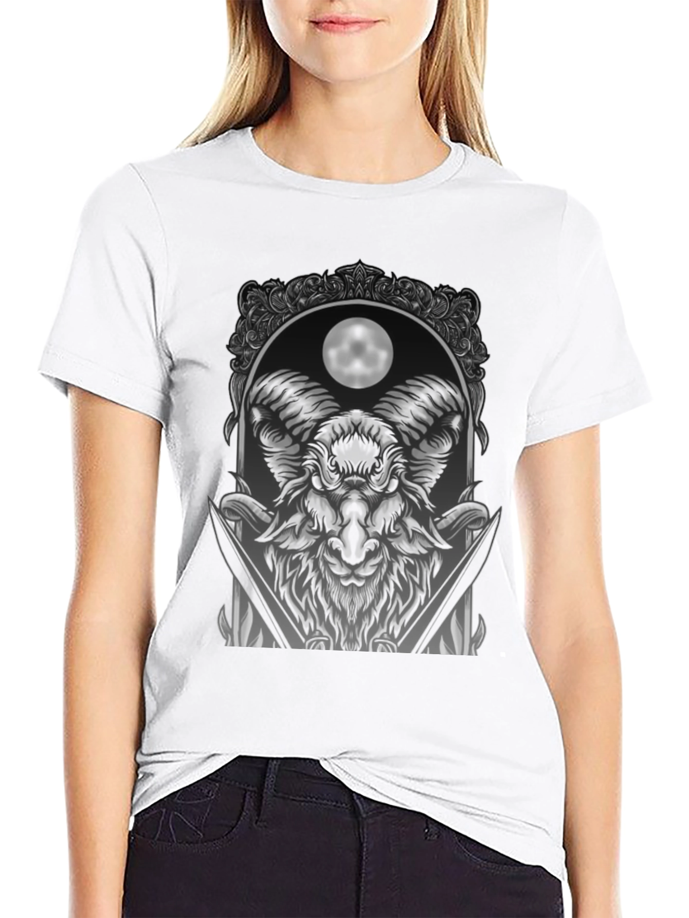 Ram Moon Graphic Tee - Unique Dark Style