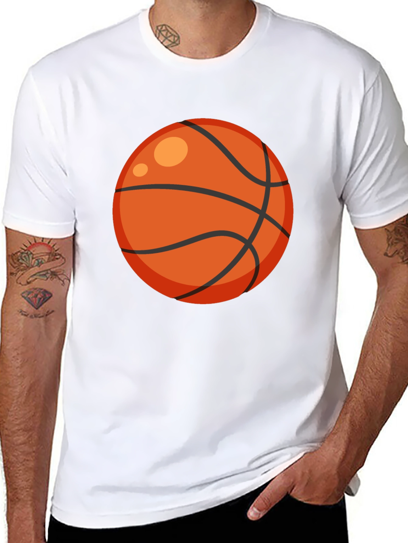 Basketball Graphic Tee - Black Cotton T-Shirt
