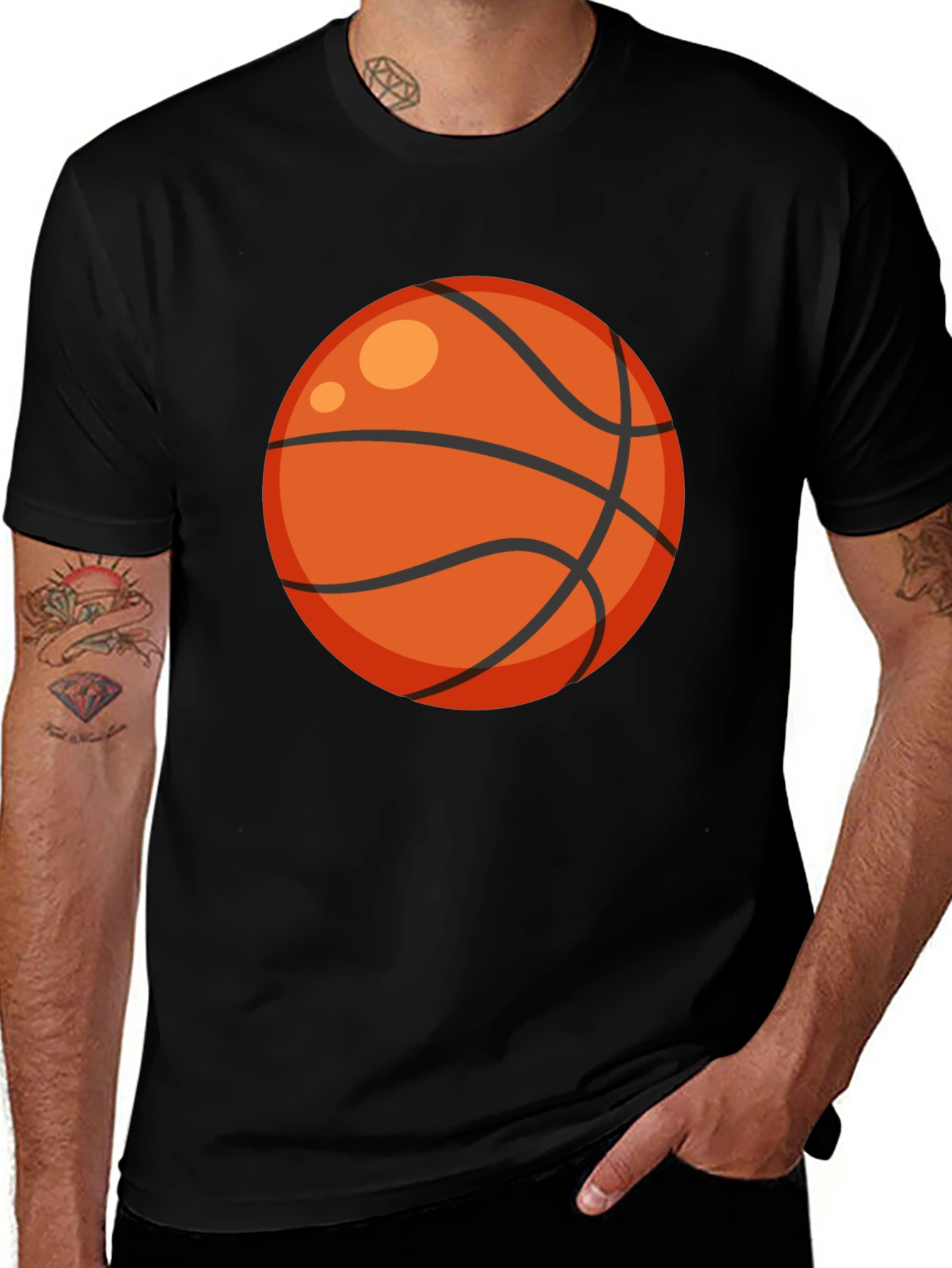 Basketball Graphic Tee - Black Cotton T-Shirt