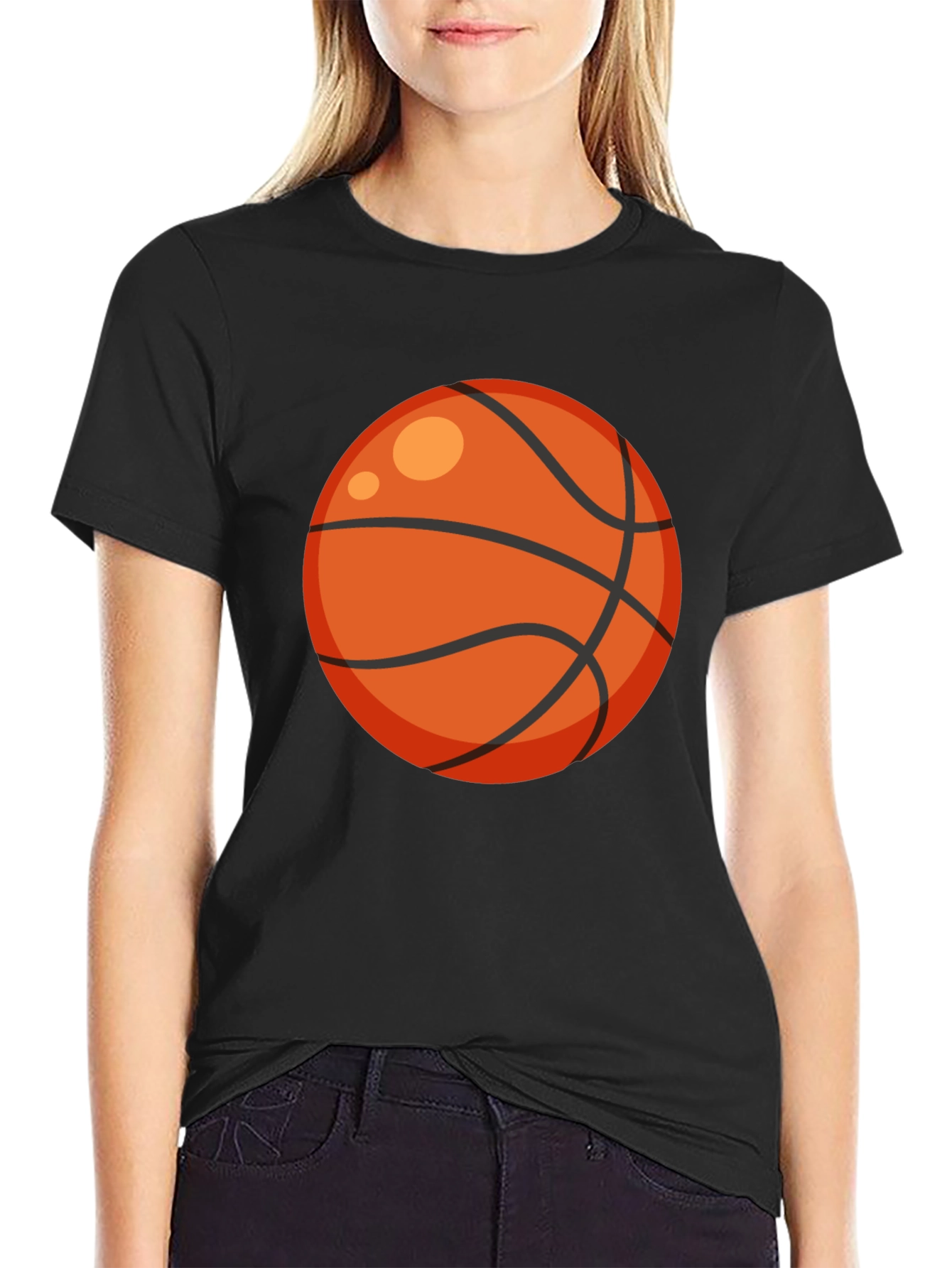 Basketball Graphic Tee - Black Cotton T-Shirt