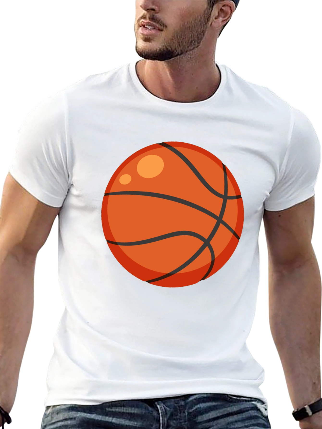 Basketball Graphic Tee - Black Cotton T-Shirt