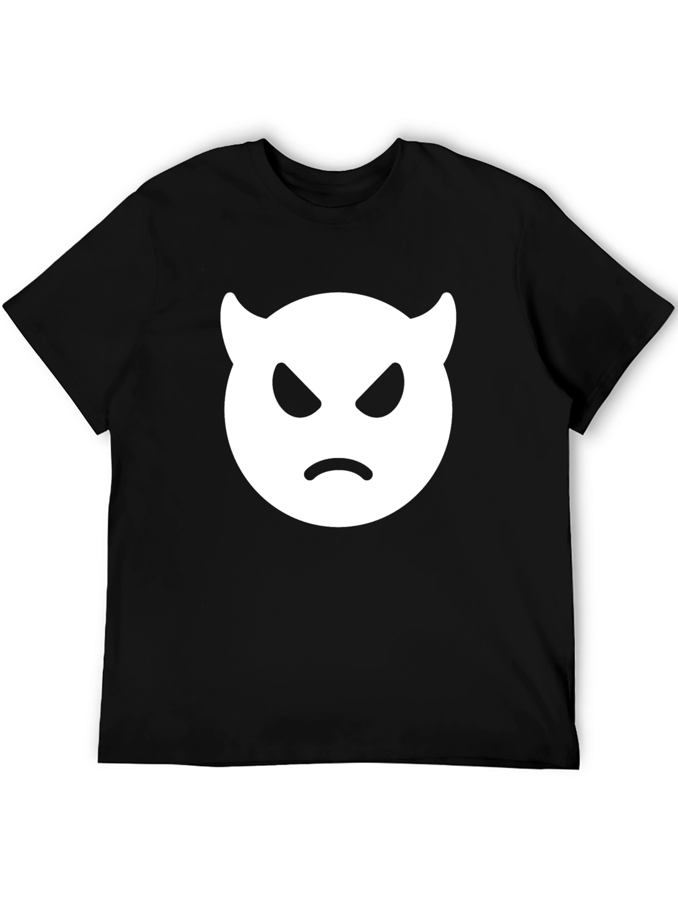 Angry Devil Emoji T-Shirt - Black Cotton Tee