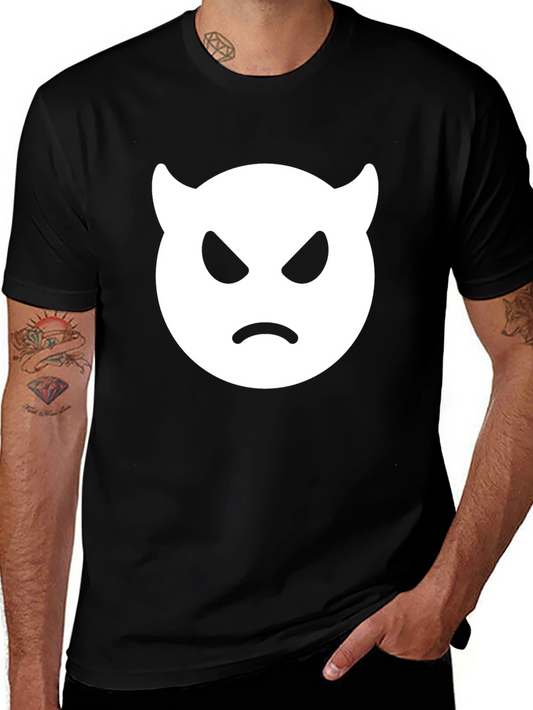 Angry Devil Emoji T-Shirt - Black Cotton Tee