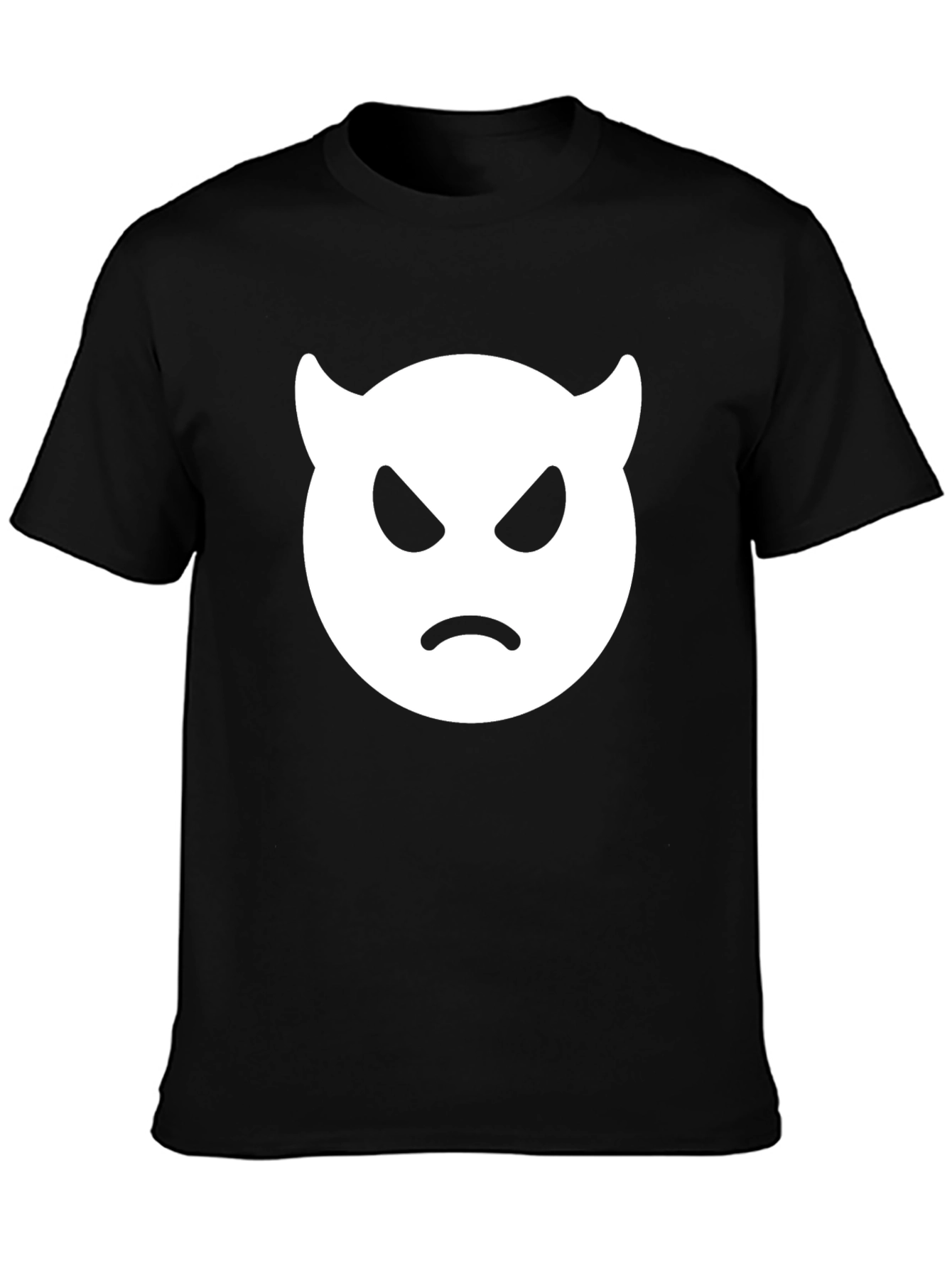 Angry Devil Emoji T-Shirt - Black Cotton Tee