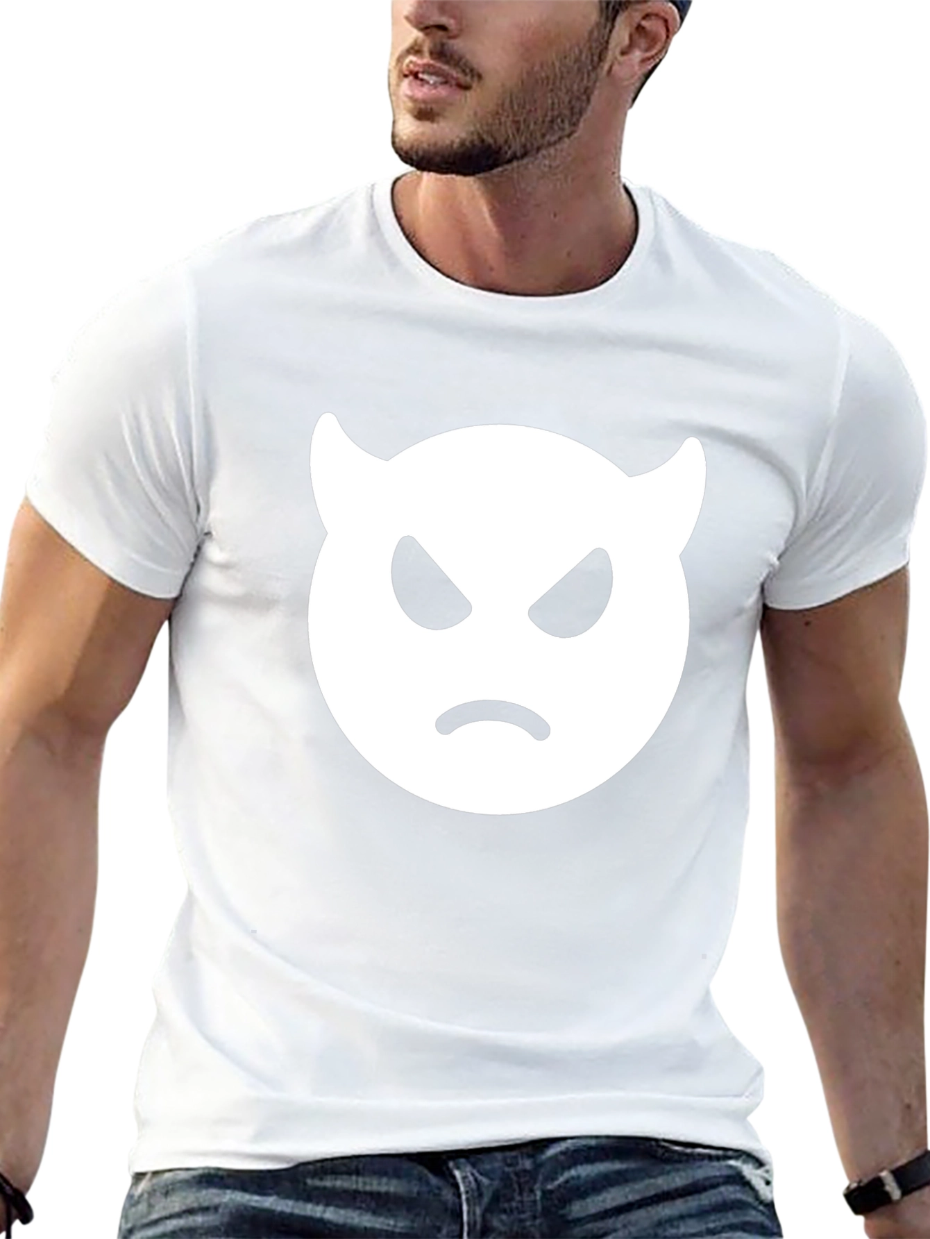 Angry Devil Emoji T-Shirt - Black Cotton Tee