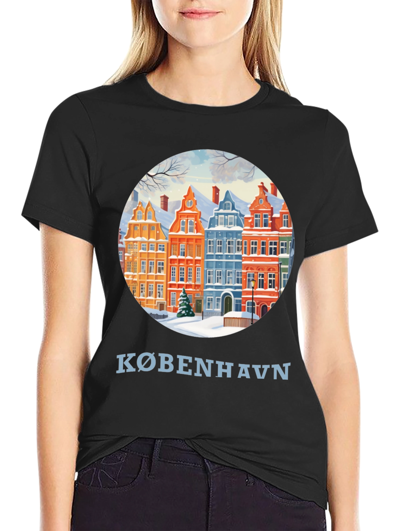Copenhagen Winter Houses Graphic T-Shirt