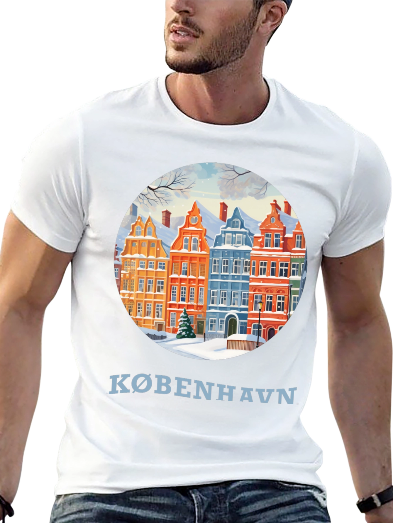 Copenhagen Winter Houses Graphic T-Shirt