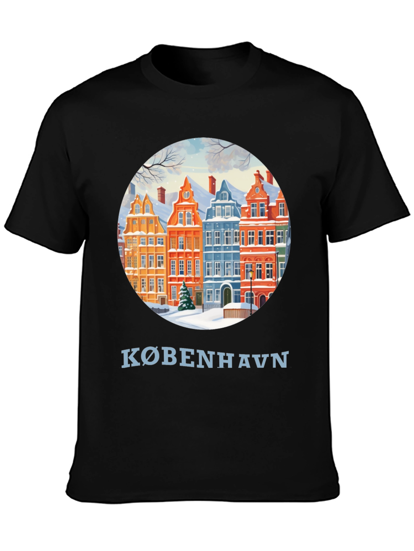Copenhagen Winter Houses Graphic T-Shirt