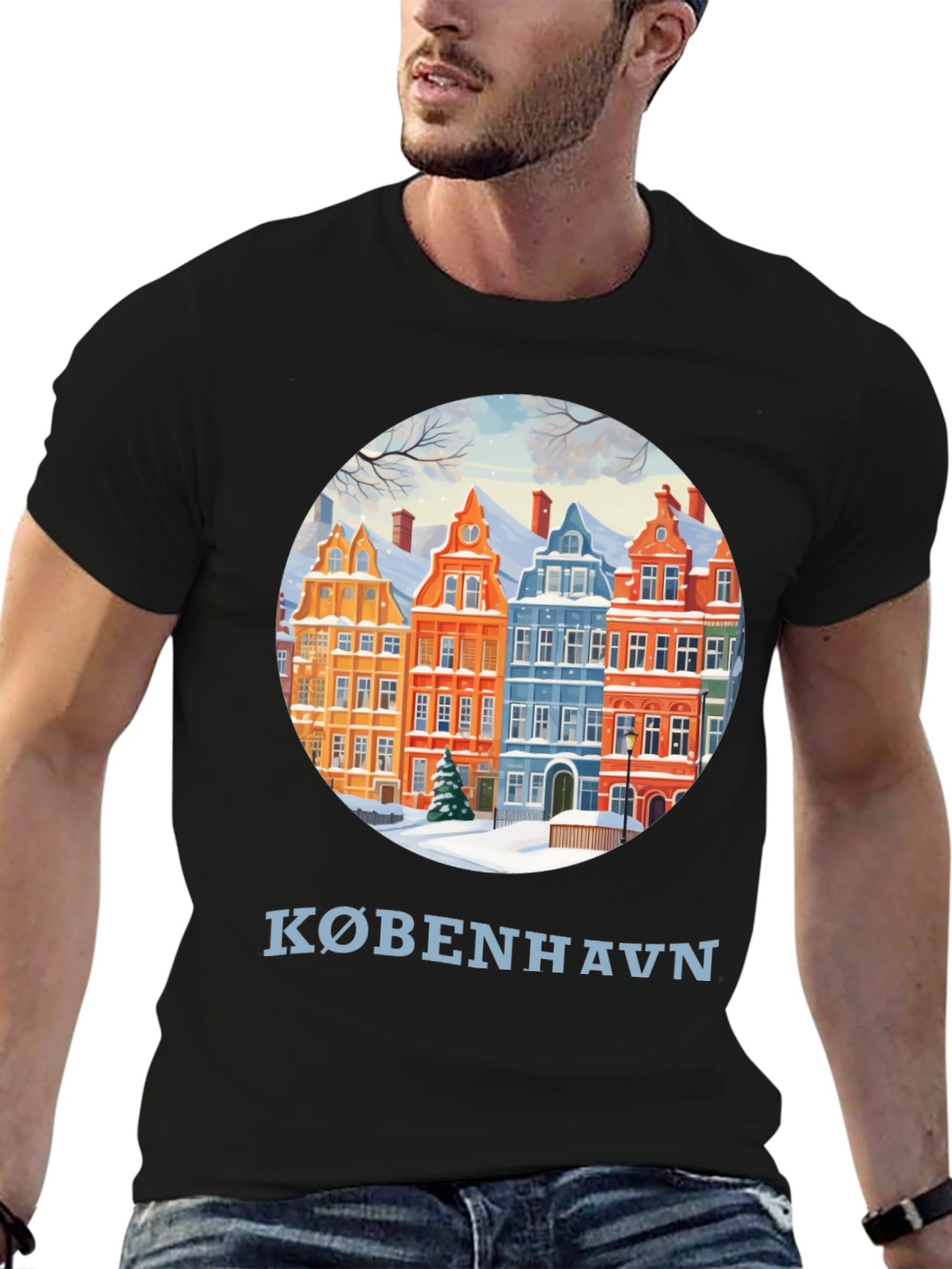 Copenhagen Winter Houses Graphic T-Shirt