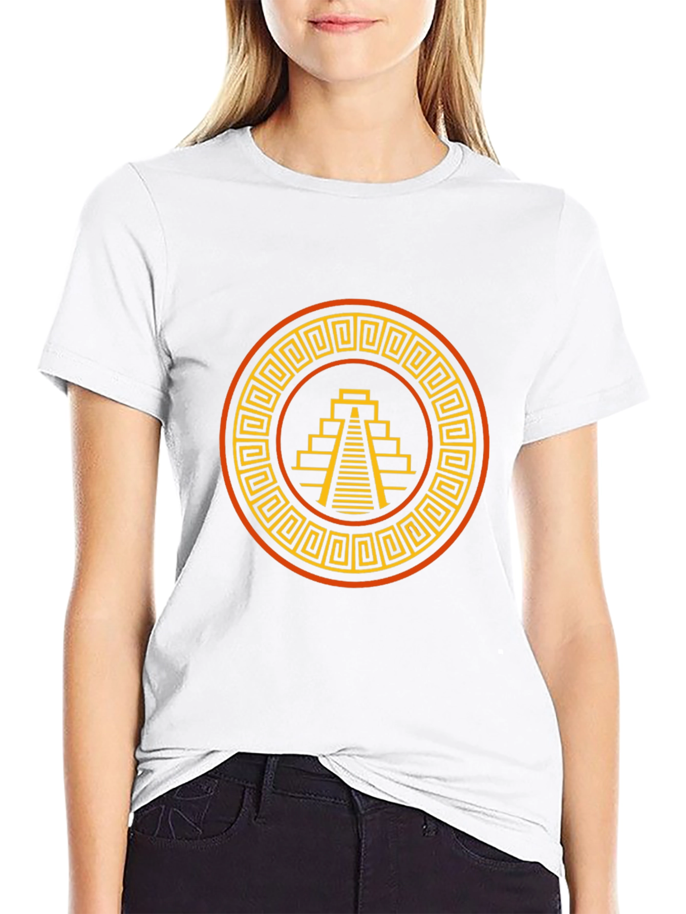 Aztec Pyramid Graphic Tee - Black Cotton T-Shirt