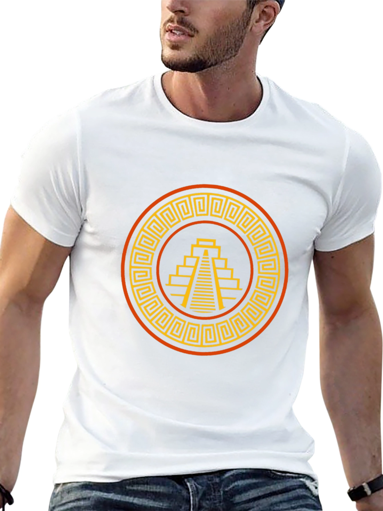 Aztec Pyramid Graphic Tee - Black Cotton T-Shirt