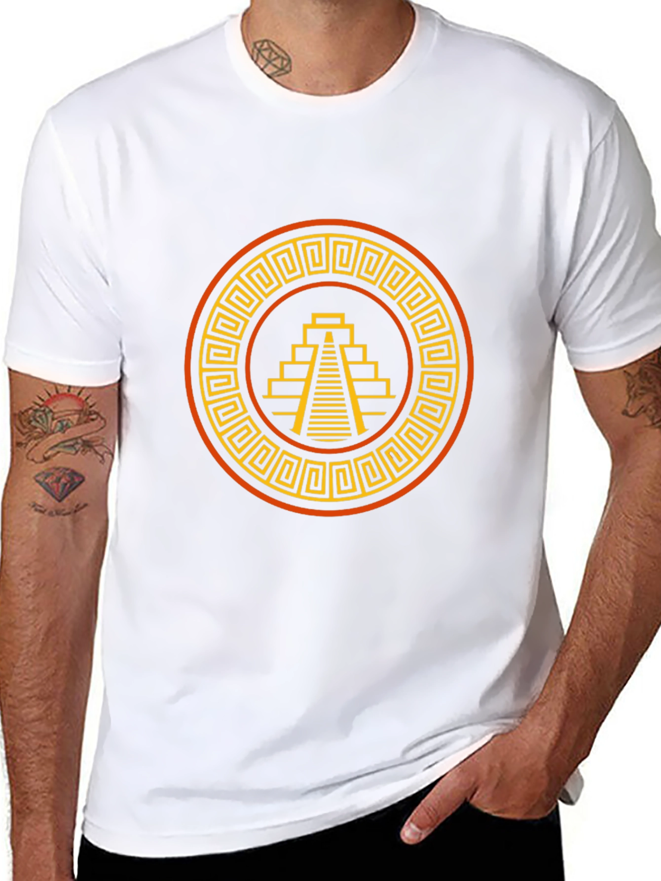 Aztec Pyramid Graphic Tee - Black Cotton T-Shirt