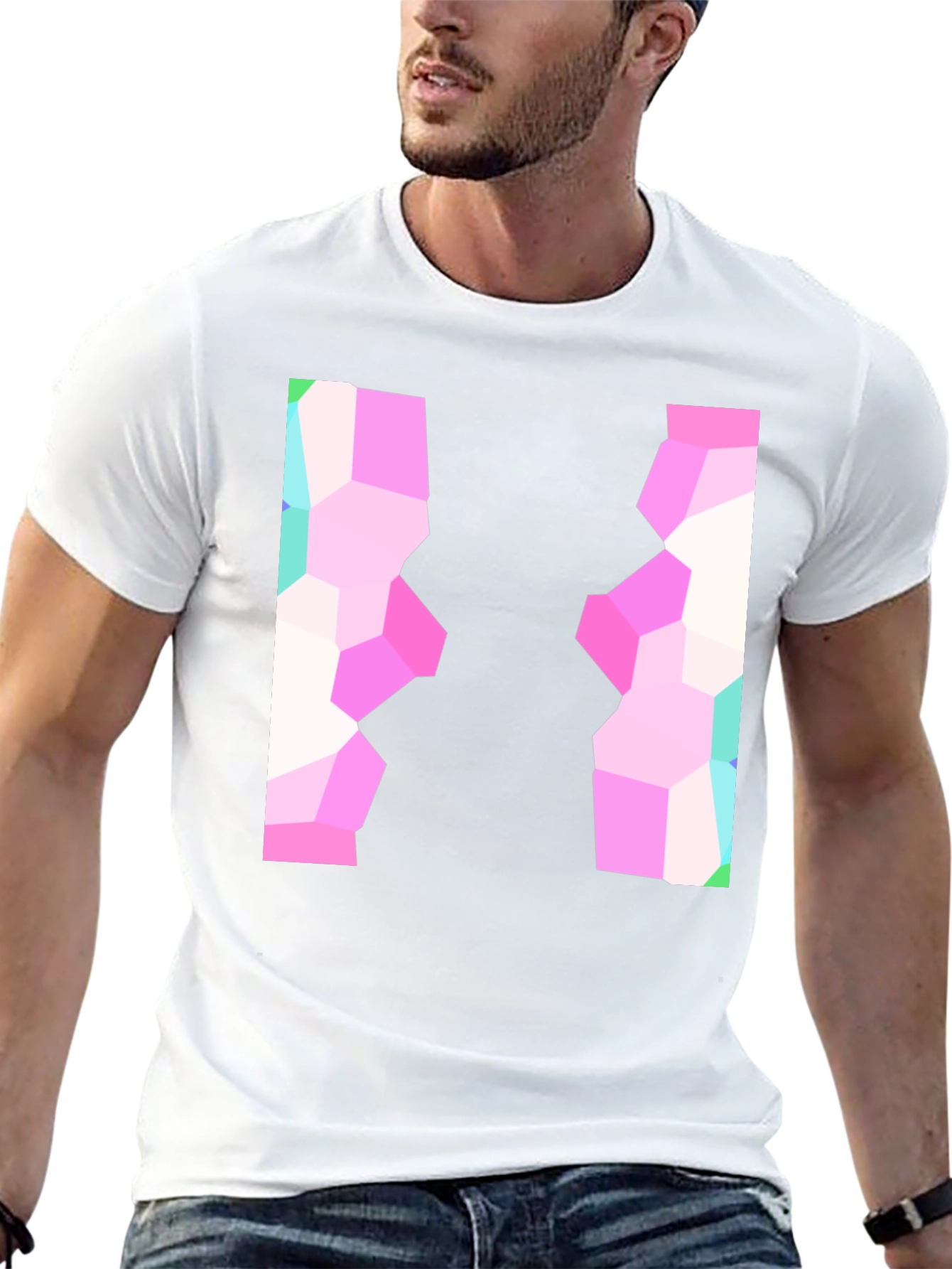 Abstract Mosaic Graphic Black T-Shirt