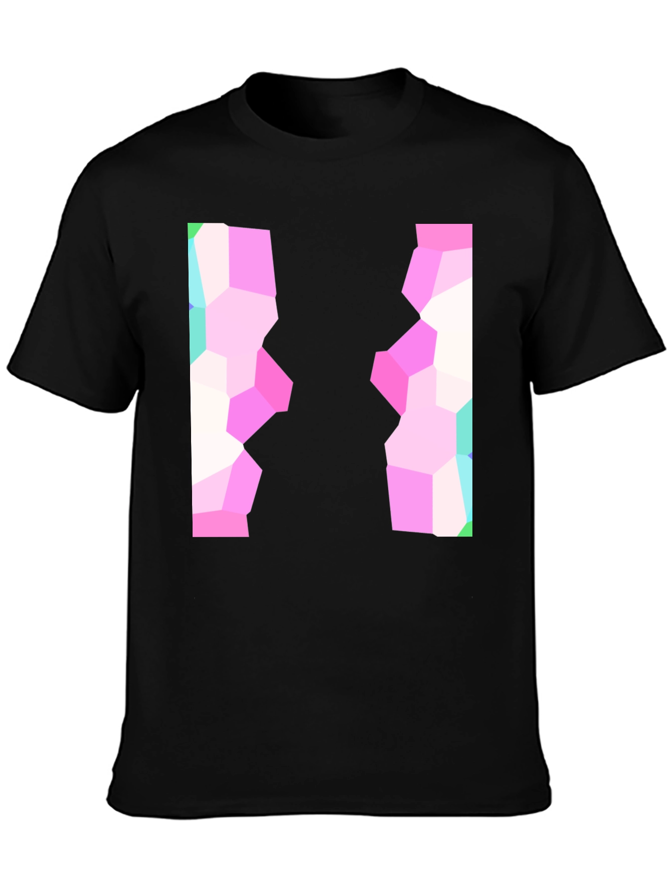 Abstract Mosaic Graphic Black T-Shirt