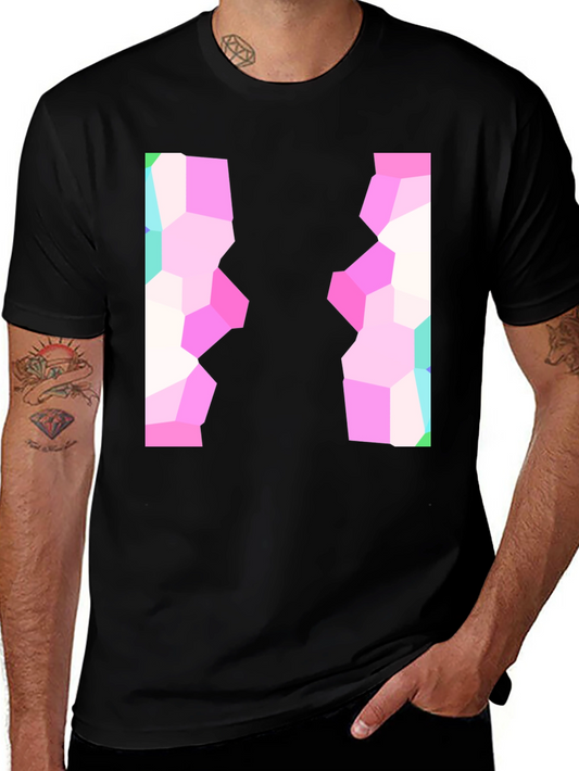 Abstract Mosaic Graphic Black T-Shirt