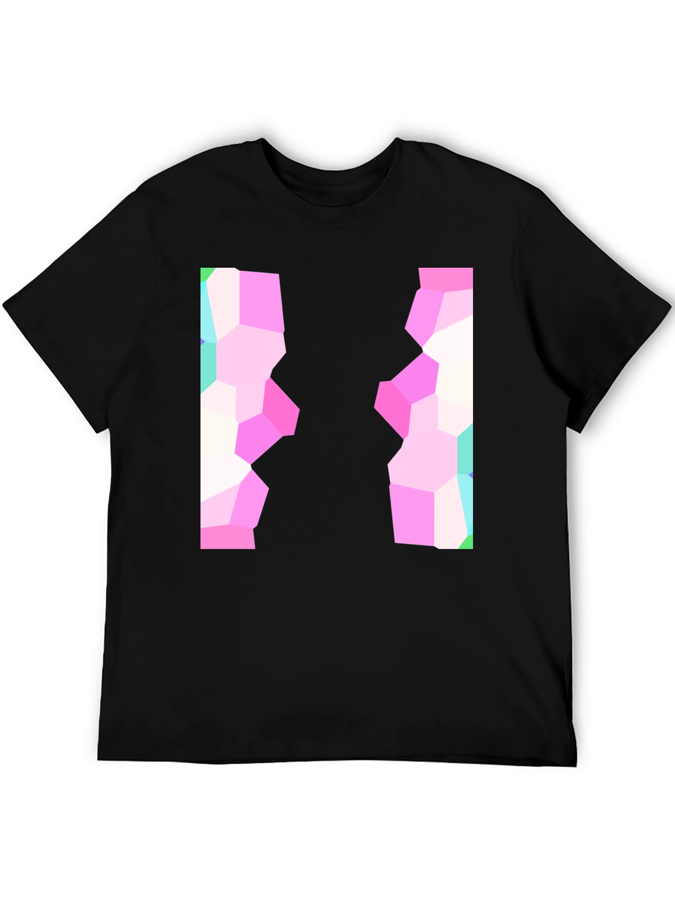 Abstract Mosaic Graphic Black T-Shirt