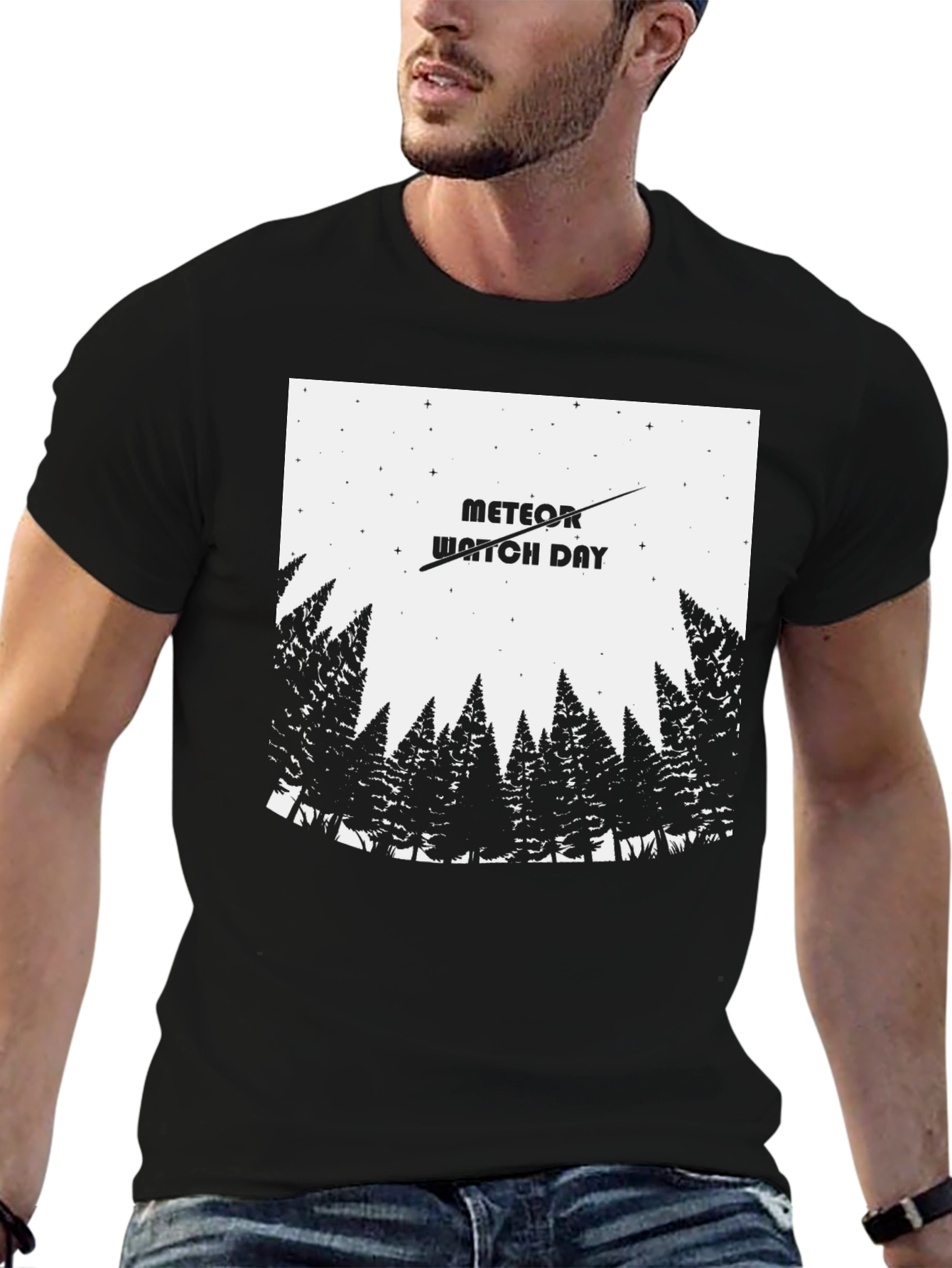 Meteor Watch Day Black T-Shirt - Nature Tee