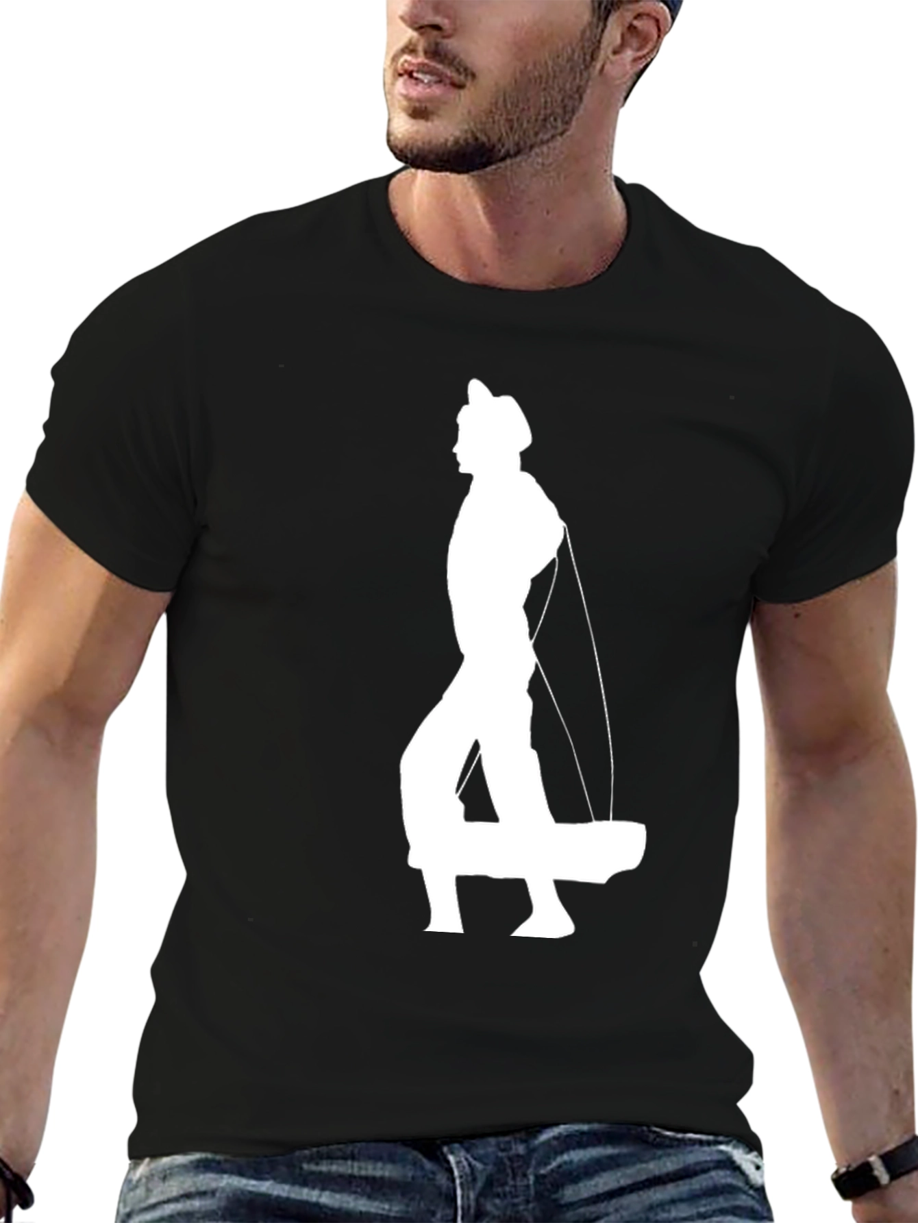 Black T-Shirt with Cowboy Puppet Graphic