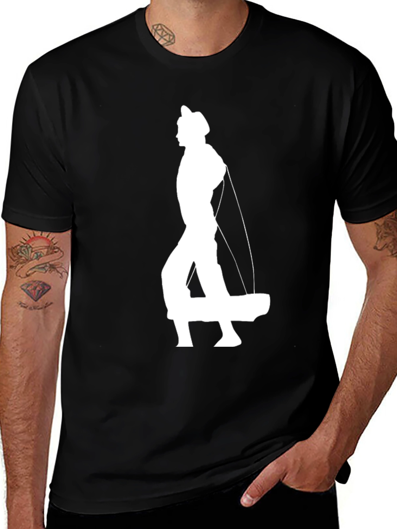 Black T-Shirt with Cowboy Puppet Graphic