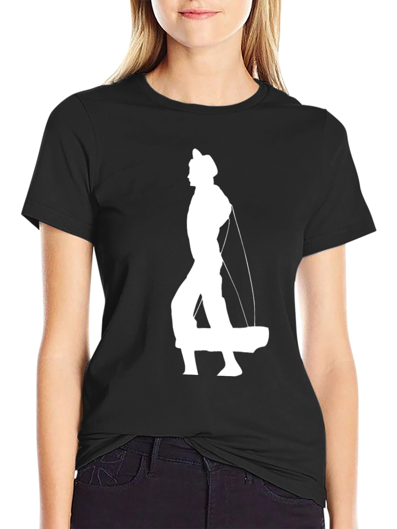 Black T-Shirt with Cowboy Puppet Graphic