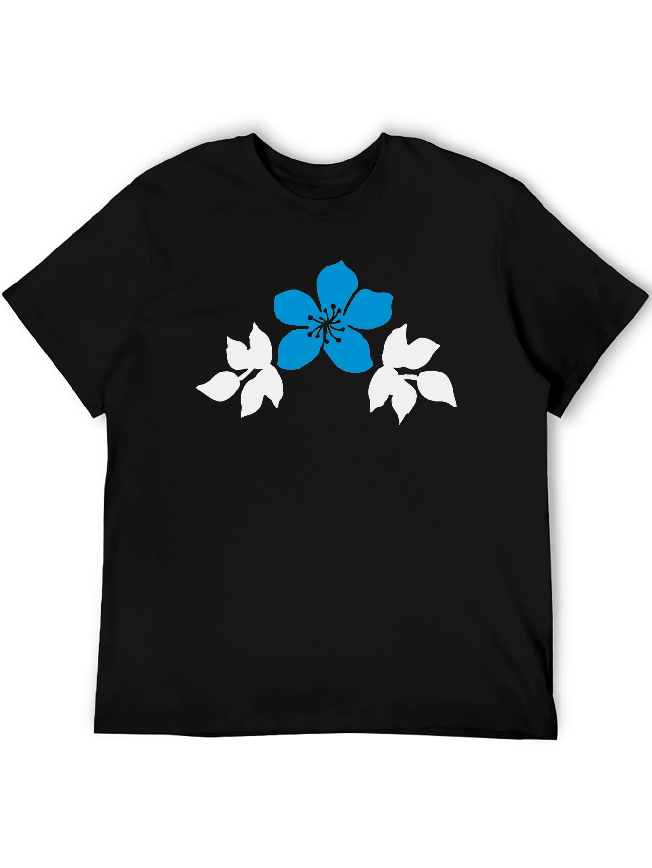 Floral Graphic Print Black Casual T-Shirt