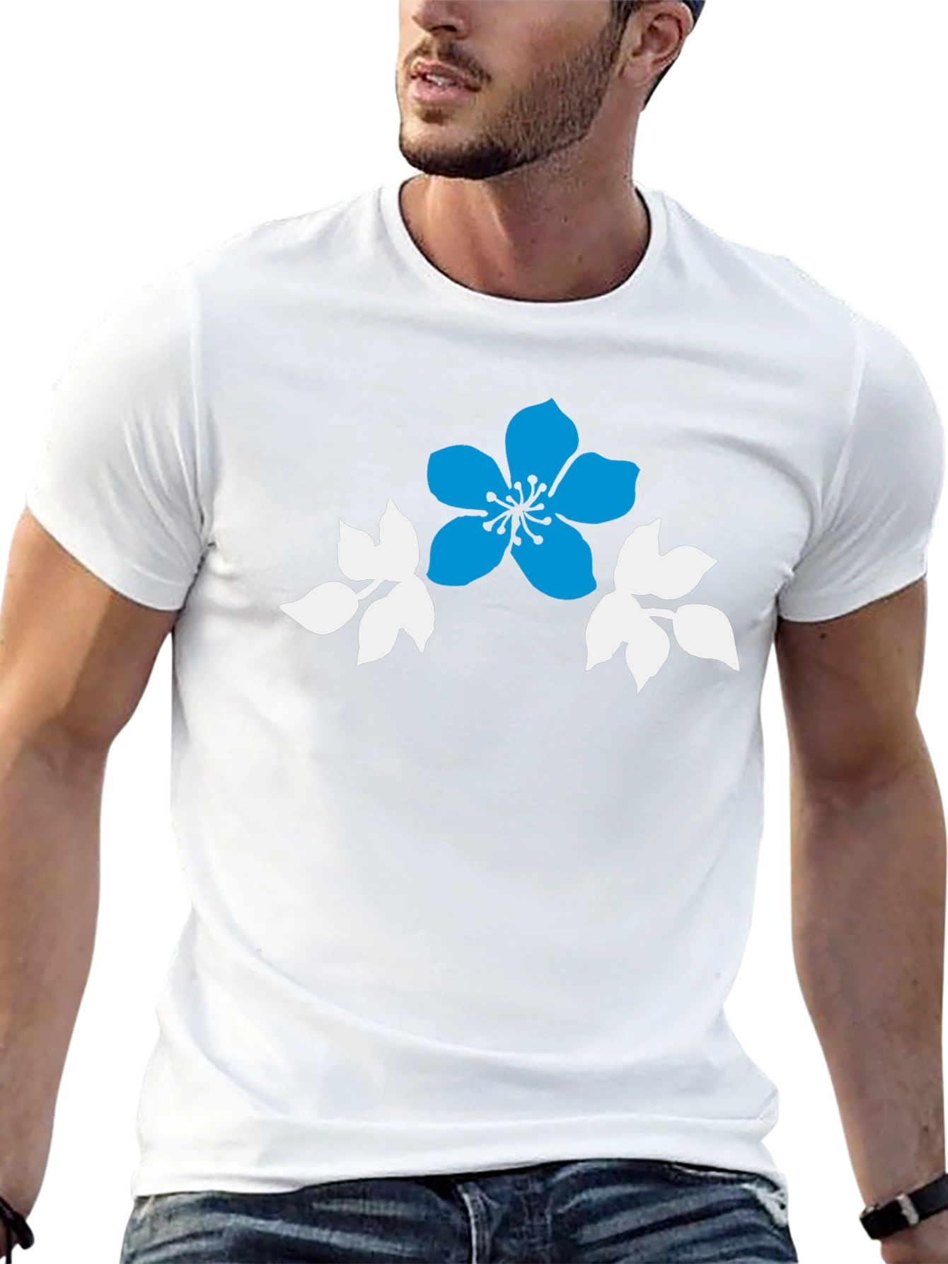 Floral Graphic Print Black Casual T-Shirt