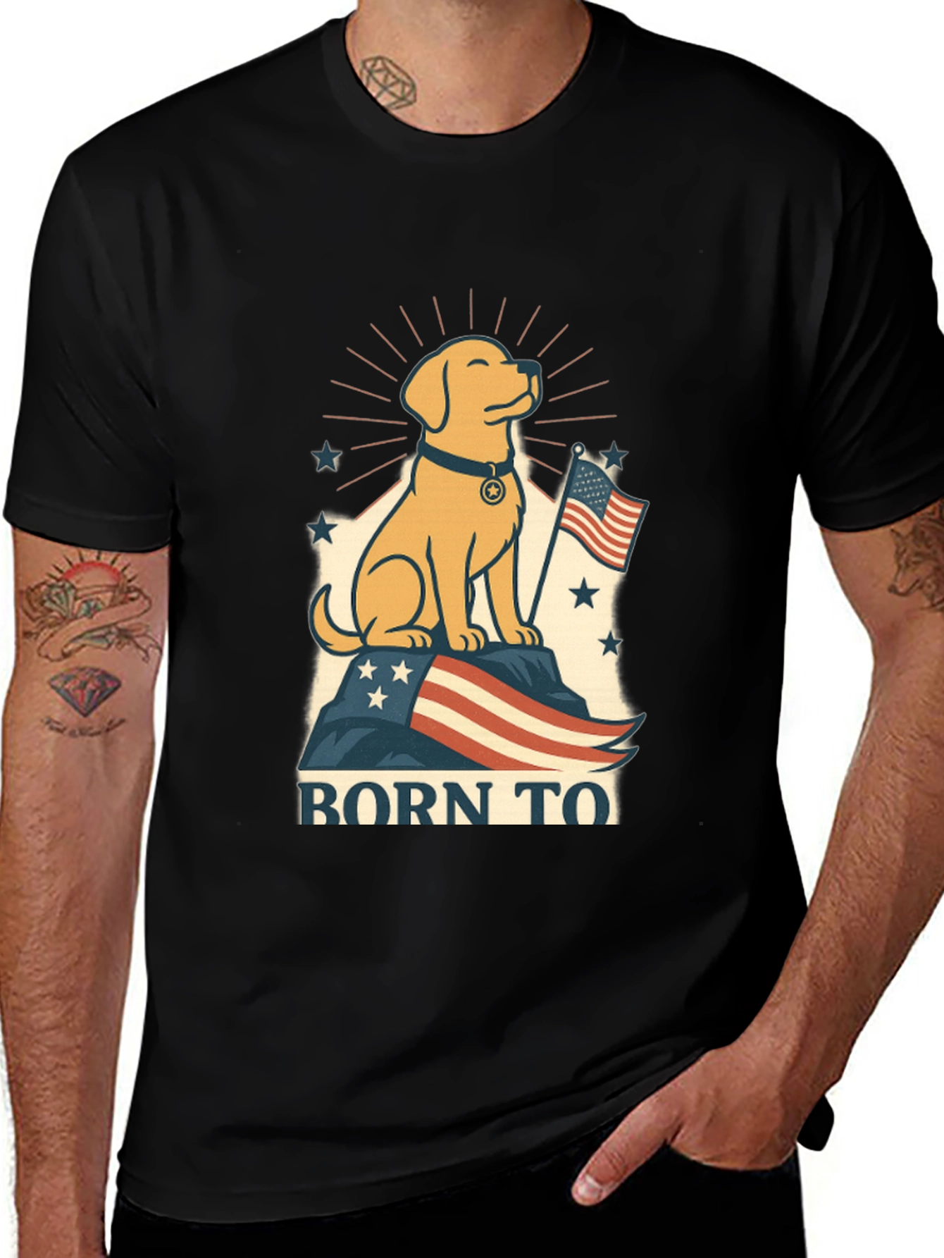 Patriotic Dog T-Shirt - Born To Be Free