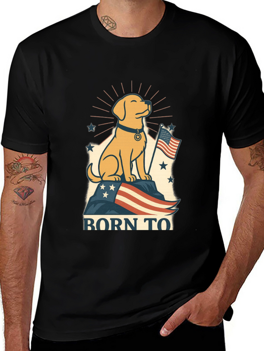 Patriotic Dog T-Shirt - Born To Be Free