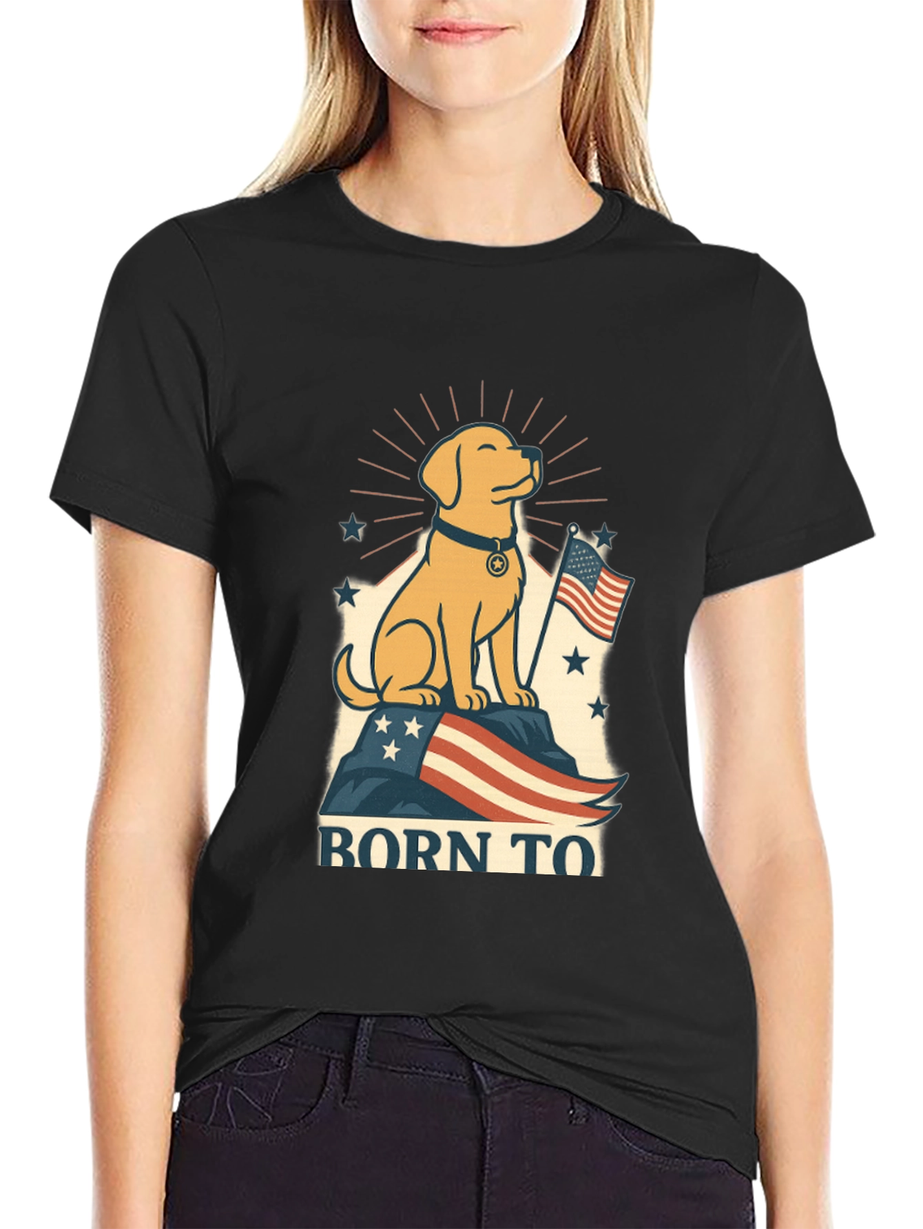 Patriotic Dog T-Shirt - Born To Be Free