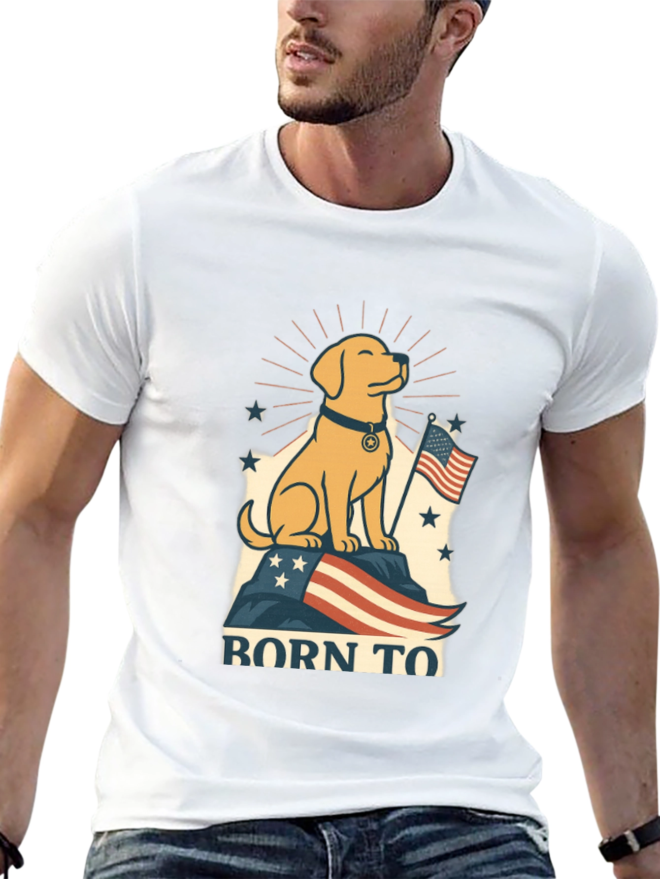 Patriotic Dog T-Shirt - Born To Be Free