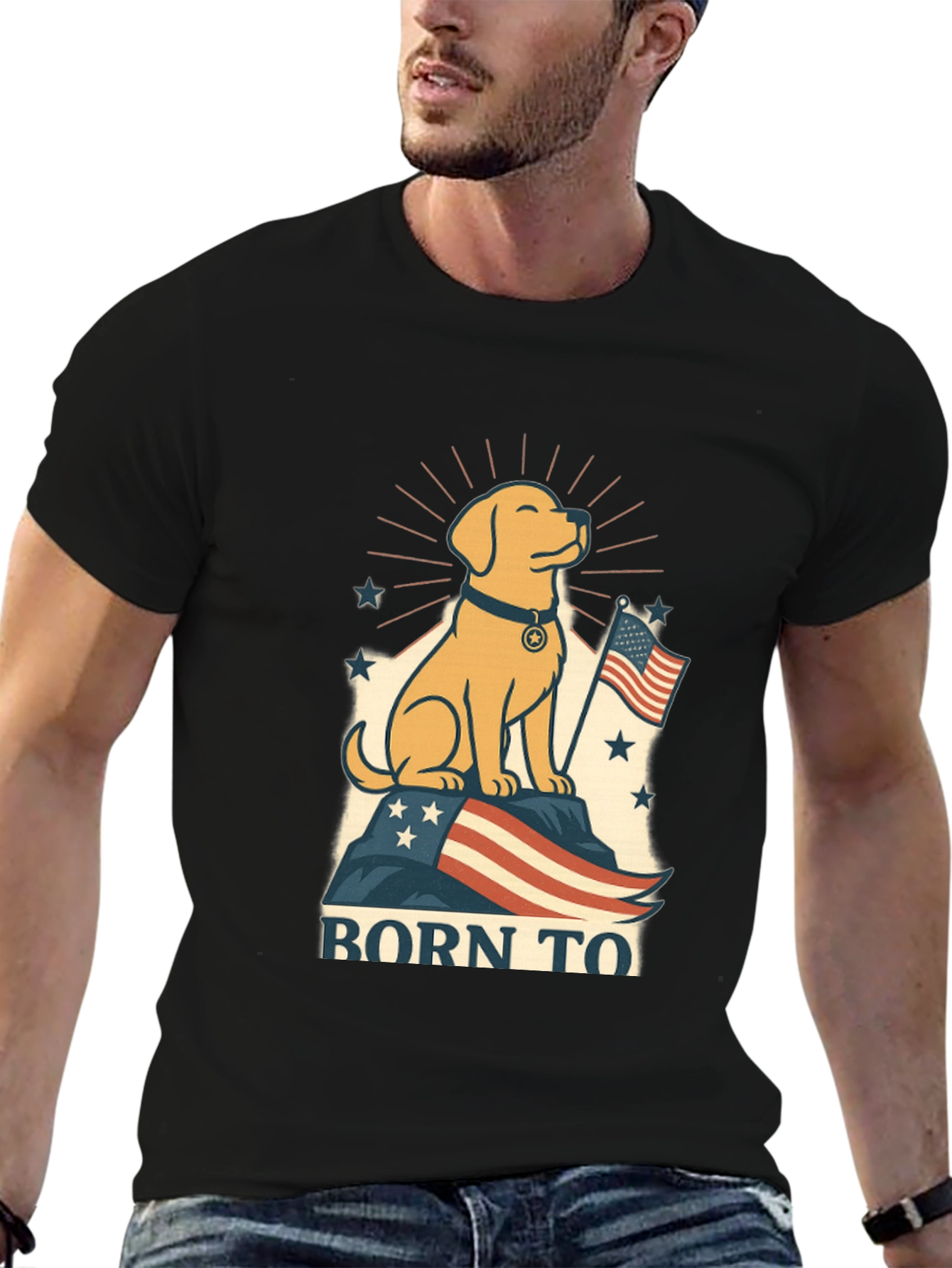 Patriotic Dog T-Shirt - Born To Be Free