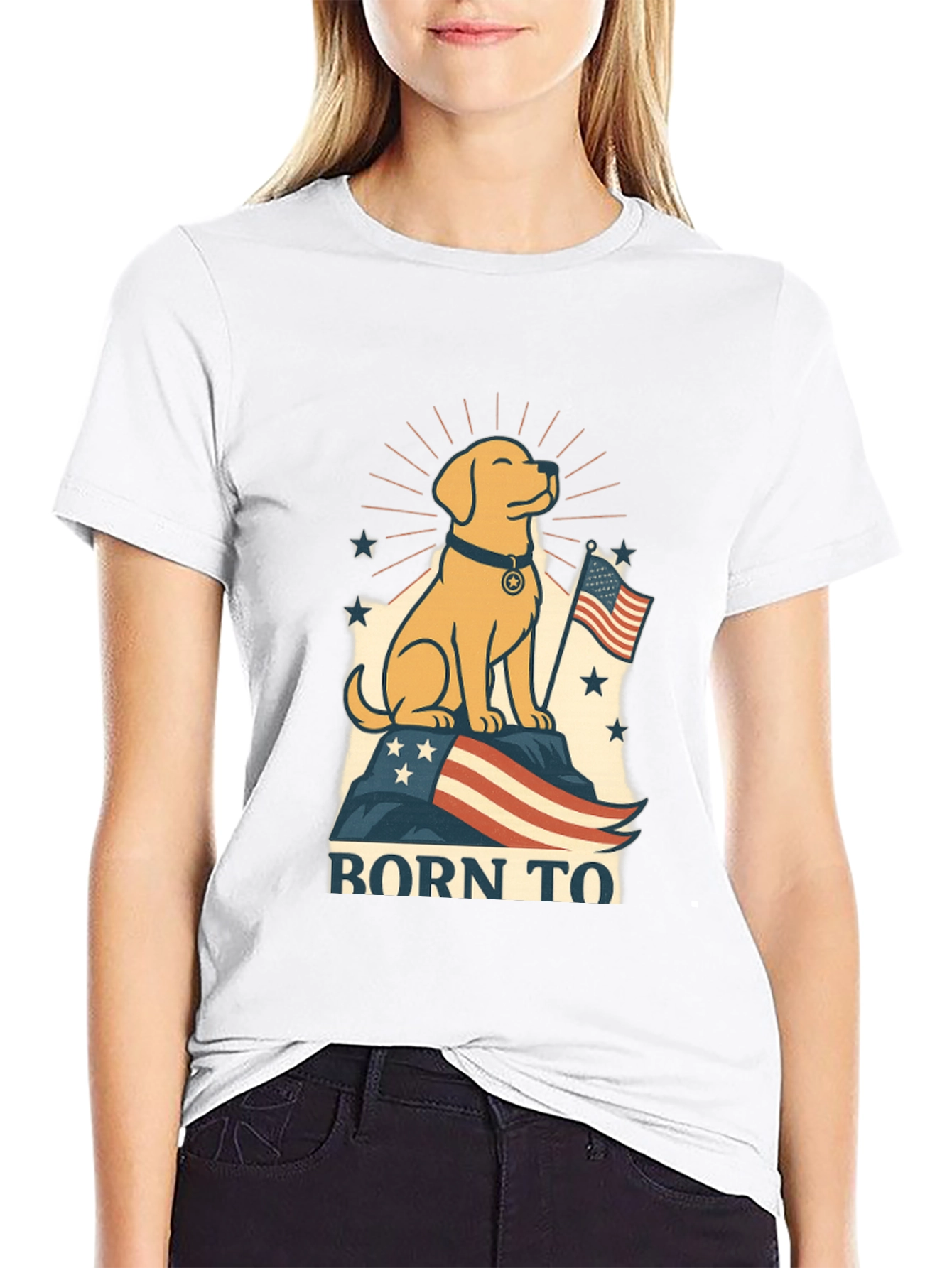 Patriotic Dog T-Shirt - Born To Be Free
