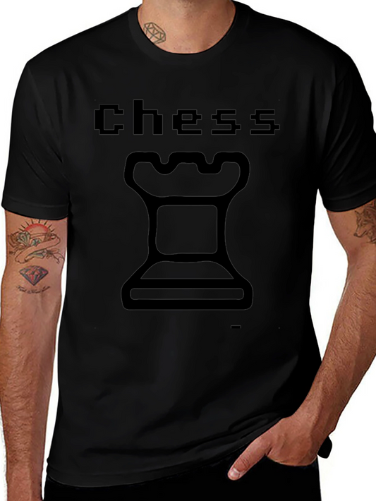 Chess Rook Graphic T-Shirt - Pixelated Text Design