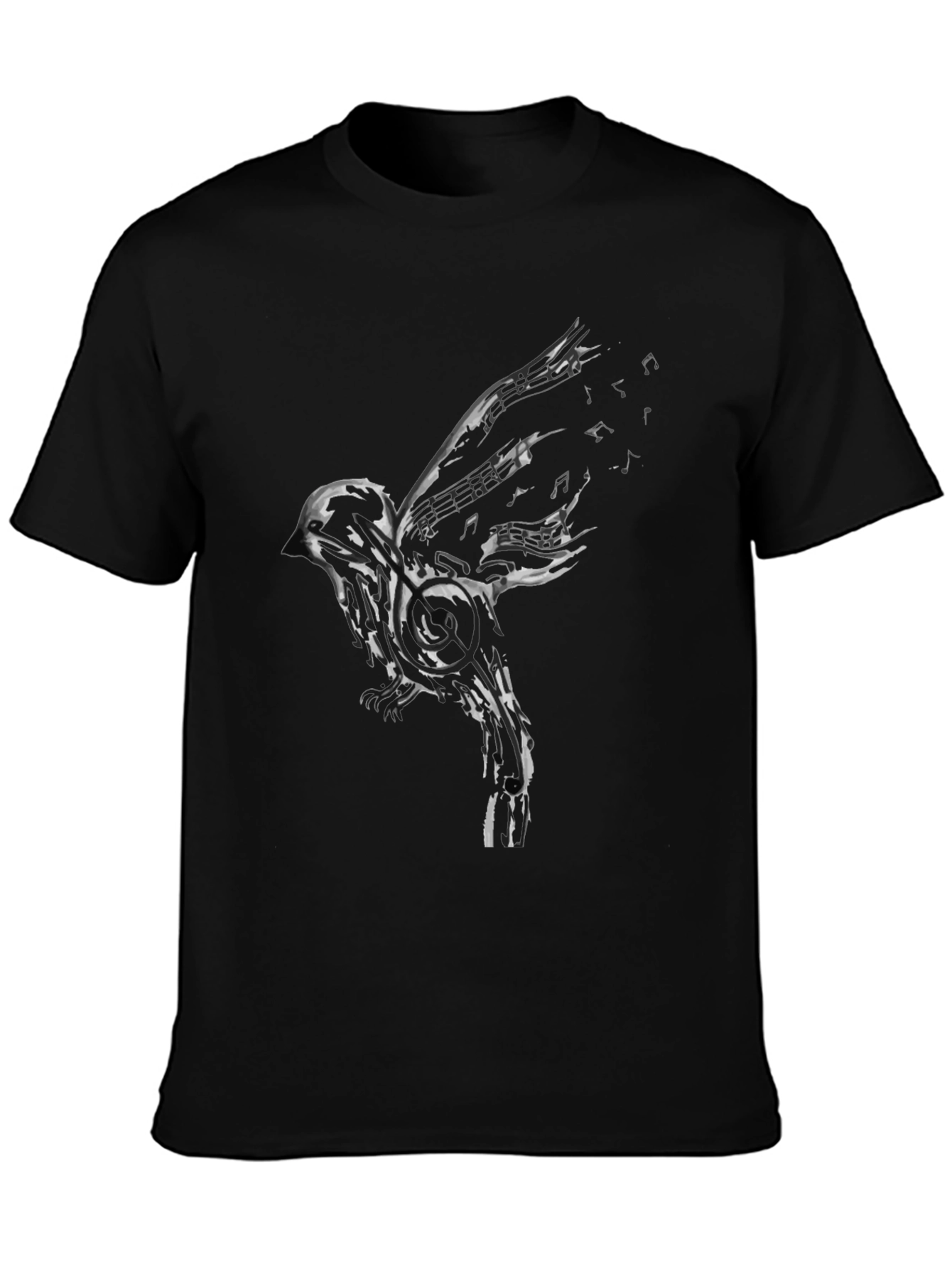 Musical Bird Graphic Tee - Black