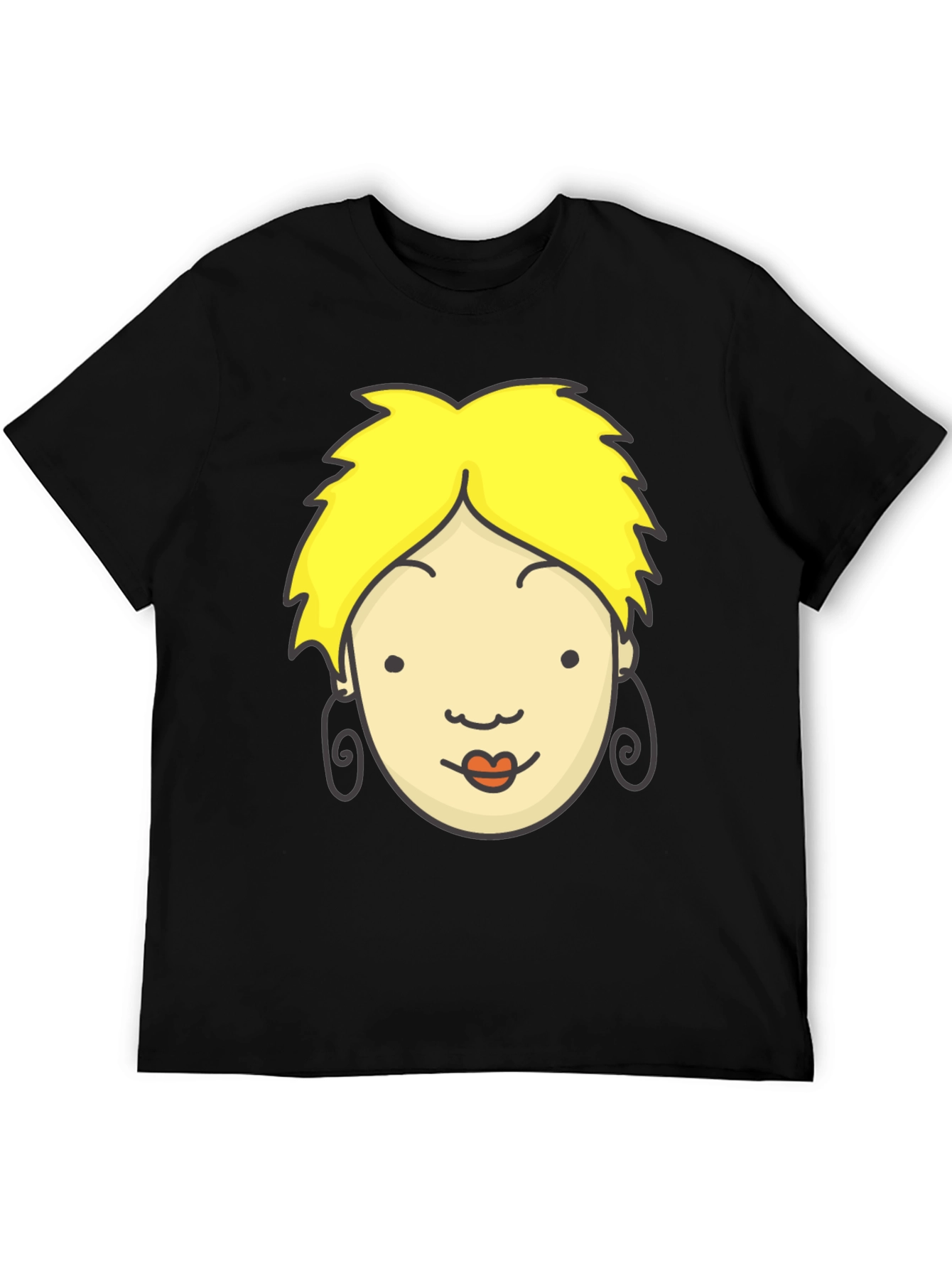 Cartoon Face Graphic Black T-Shirt