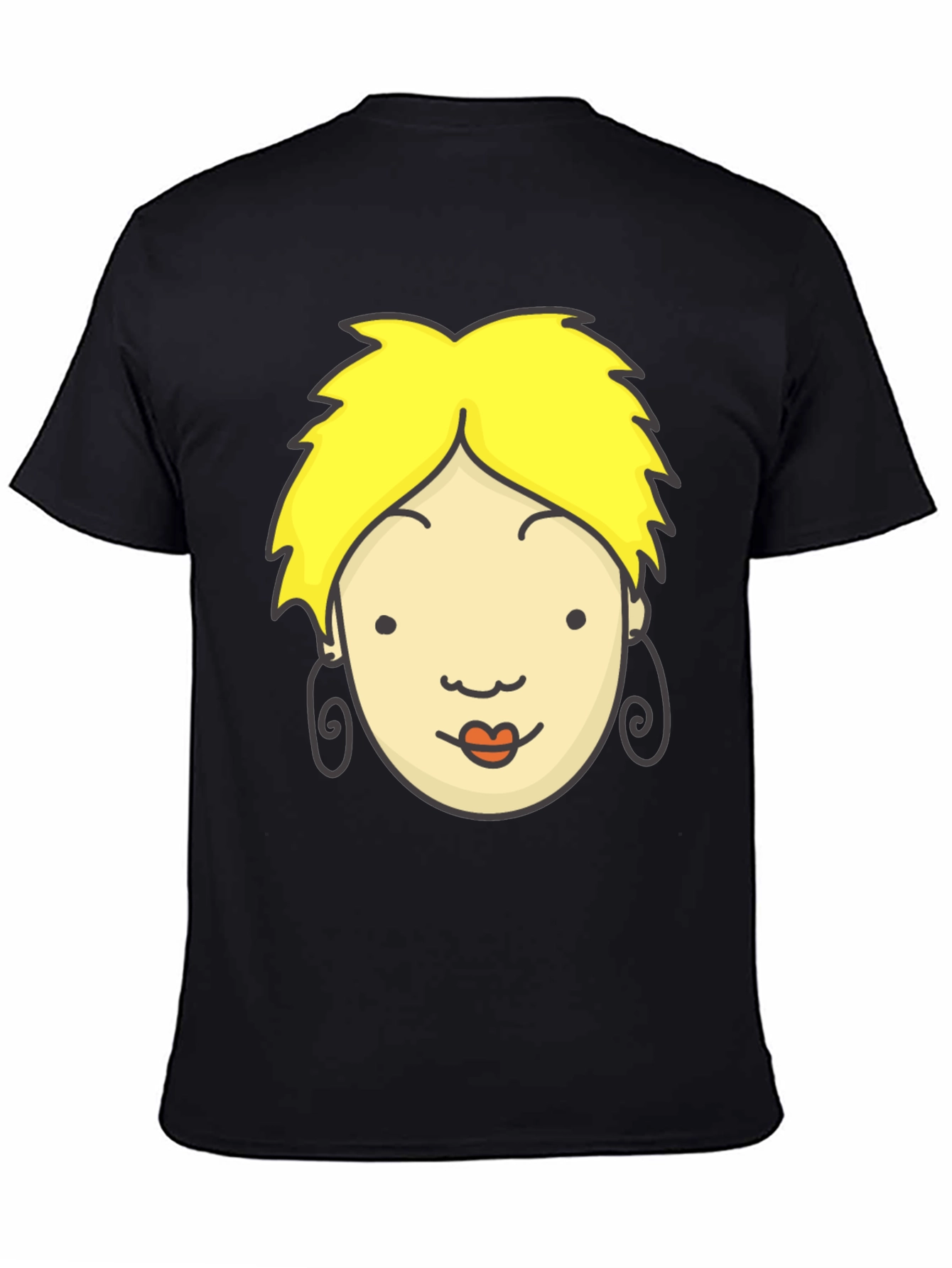 Cartoon Face Graphic Black T-Shirt