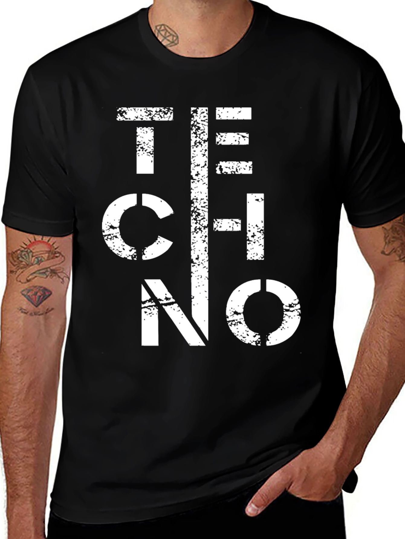 Techno T-Shirt - Grunge Style Black Tee