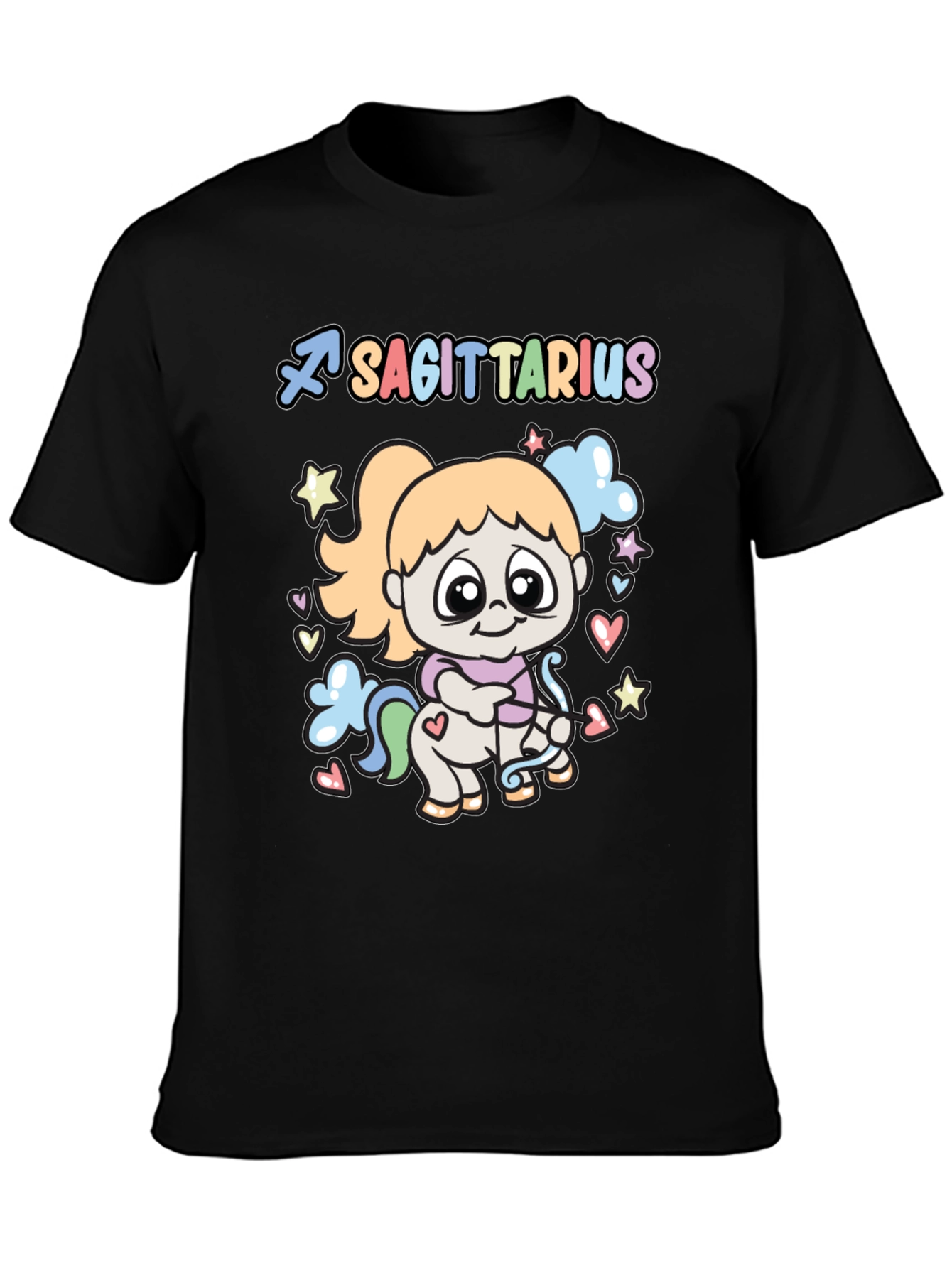 Sagittarius Zodiac Cute T-Shirt - Black