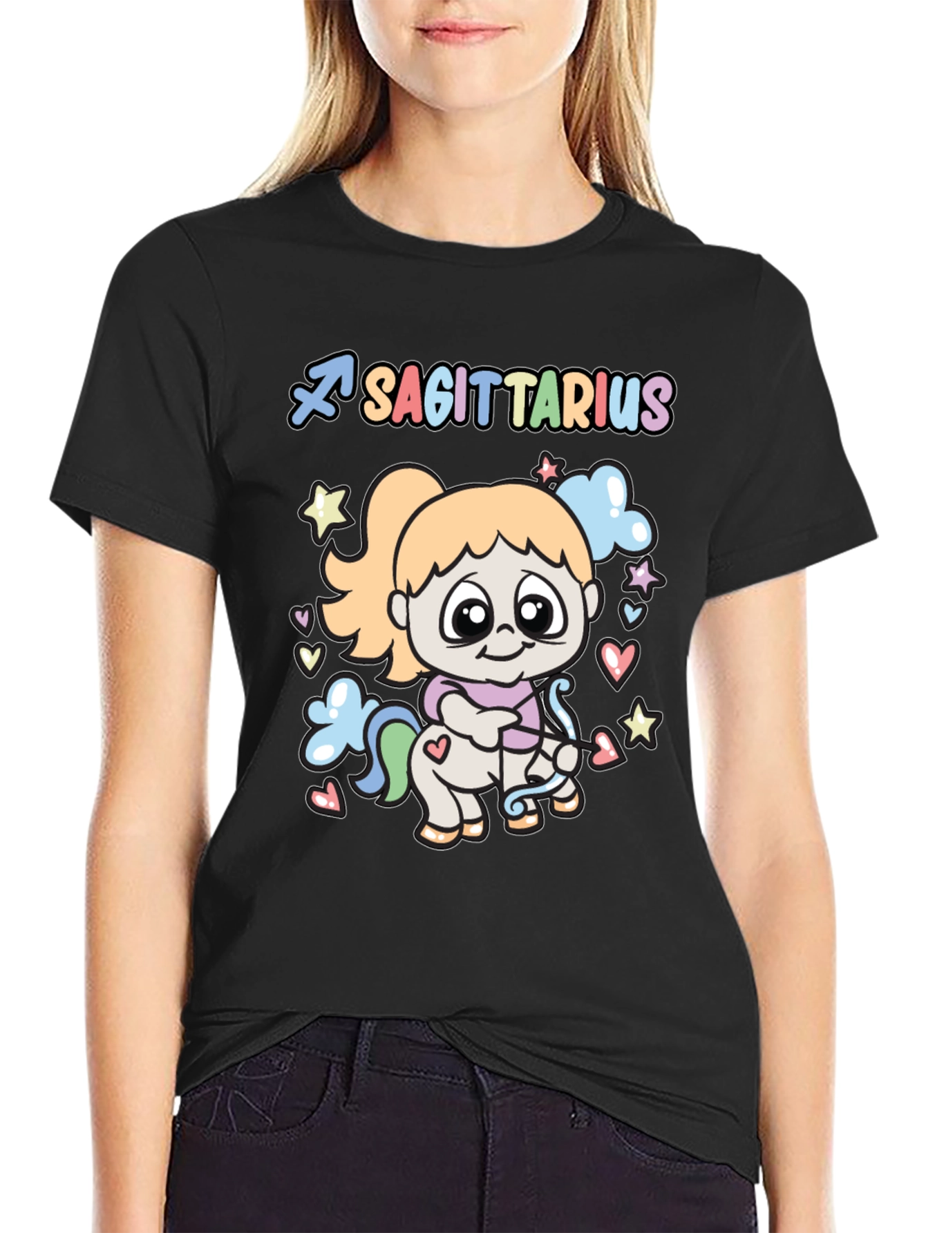 Sagittarius Zodiac Cute T-Shirt - Black