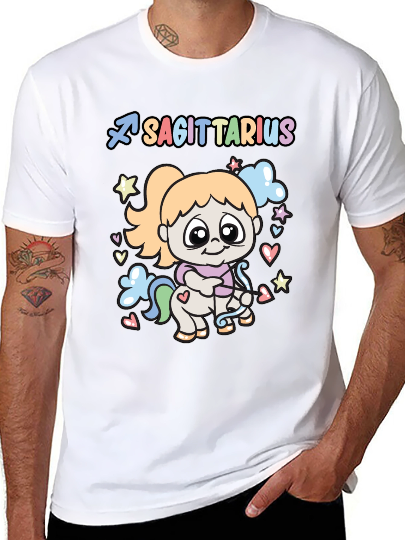 Sagittarius Zodiac Cute T-Shirt - Black